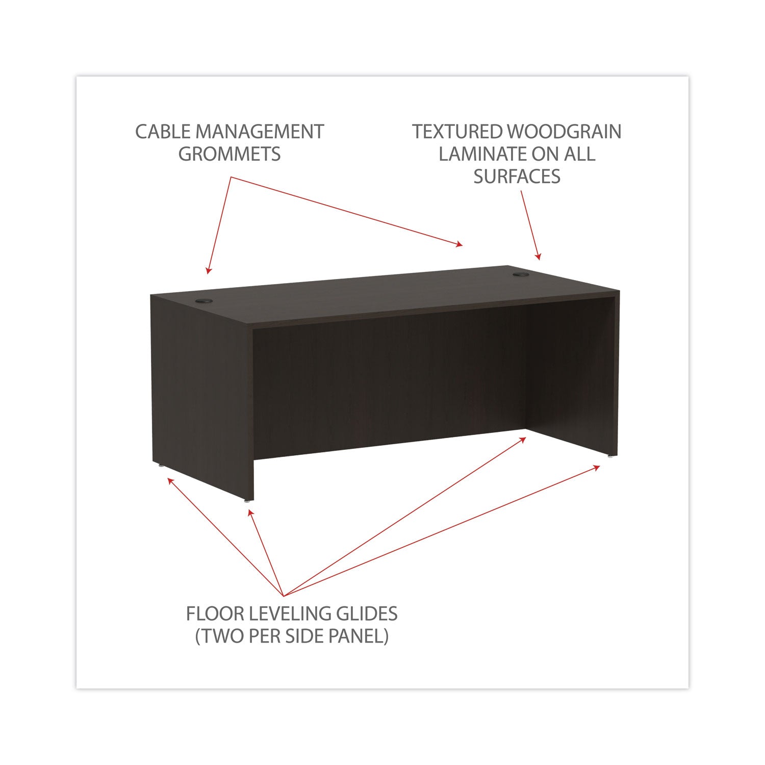 Alera Valencia Series Straight Front Desk Shell - 71