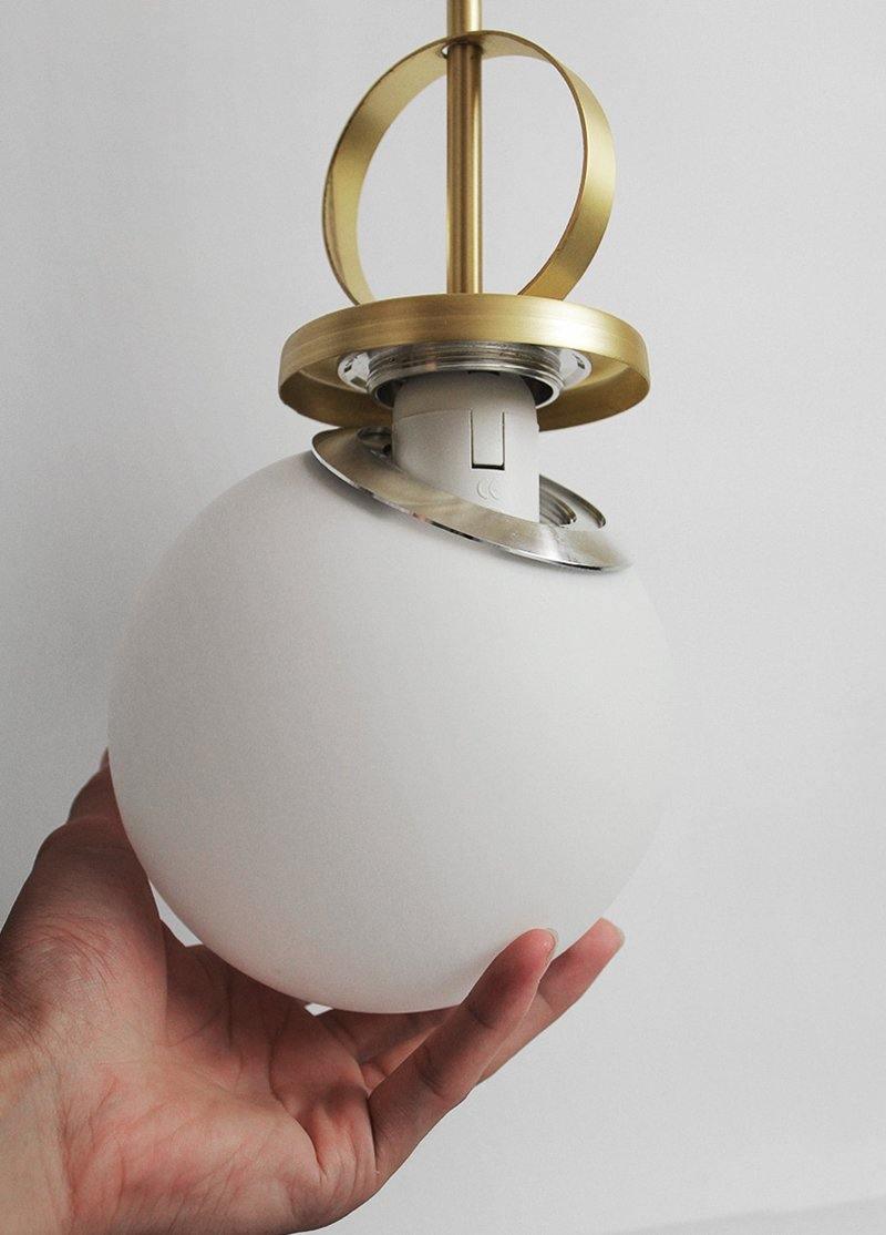 Modern Glass Ball Pendant Light - Elegant Hanging Chandelier for Dining Room, Kitchen Island & Bedroom Lighting - Dimmable LED Ceiling Fixture