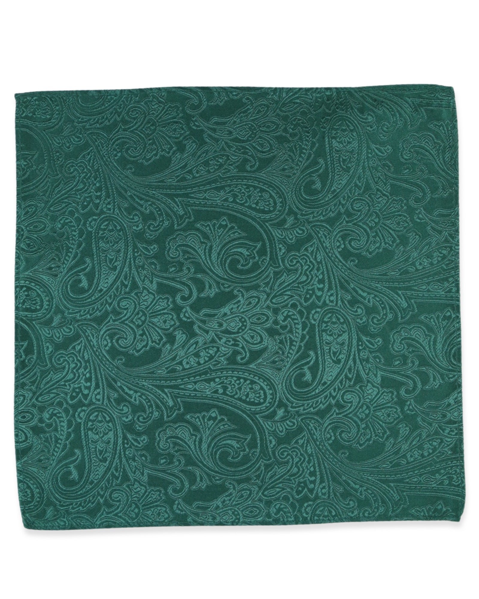 DÉCLIC Classic Paisley Handkerchief - Dark Green Cotton Pocket Square for Men's Formal Wear & Wedding Accessories