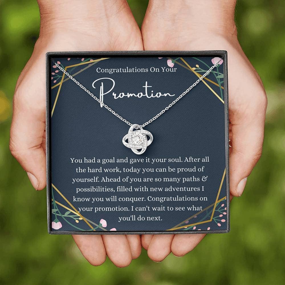 Handmade Love Knot Message Card Jewelry - Personalized Necklace for Women | Job Promotion Gift, Congratulations Present for Boss & Friends | Perfect for Celebrations, Anniversaries & Special Occasions