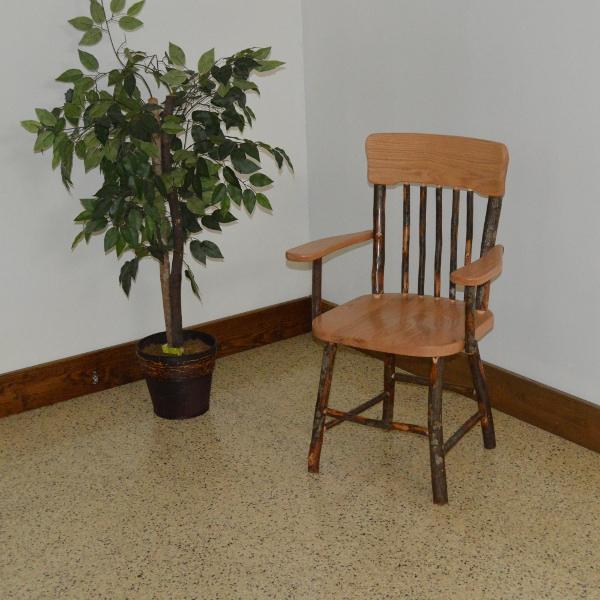 Premium Hickory Wood Panel Back Dining Chair with Arms - Comfortable & Stylish for Home, Kitchen, and Restaurant Use