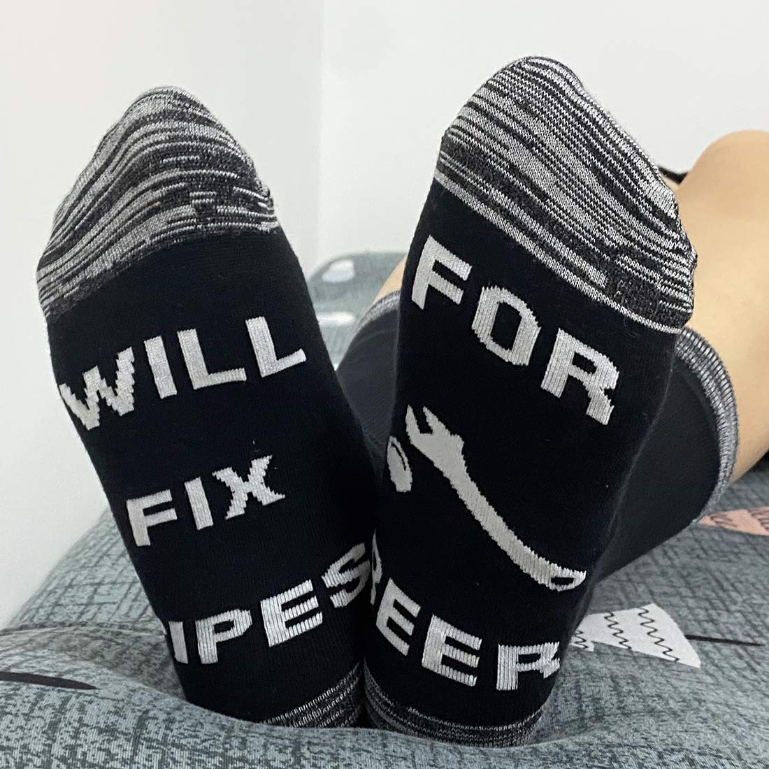 Funny Plumber Socks for Men - 2 Pairs Pipe Layer Socks with Beer & Tool Designs - Perfect Gifts for Plumbers, Pipefitters & DIY Enthusiasts - Great for Work, Gag Gifts & Casual Wear