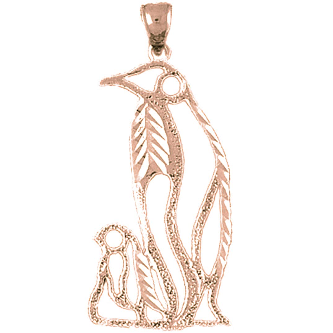 14K Rose Gold Penguin Pendant Necklace - 38mm Handmade Jewelry Gift for Women, Men - Perfect for Christmas, Birthday & Anniversary Gifts