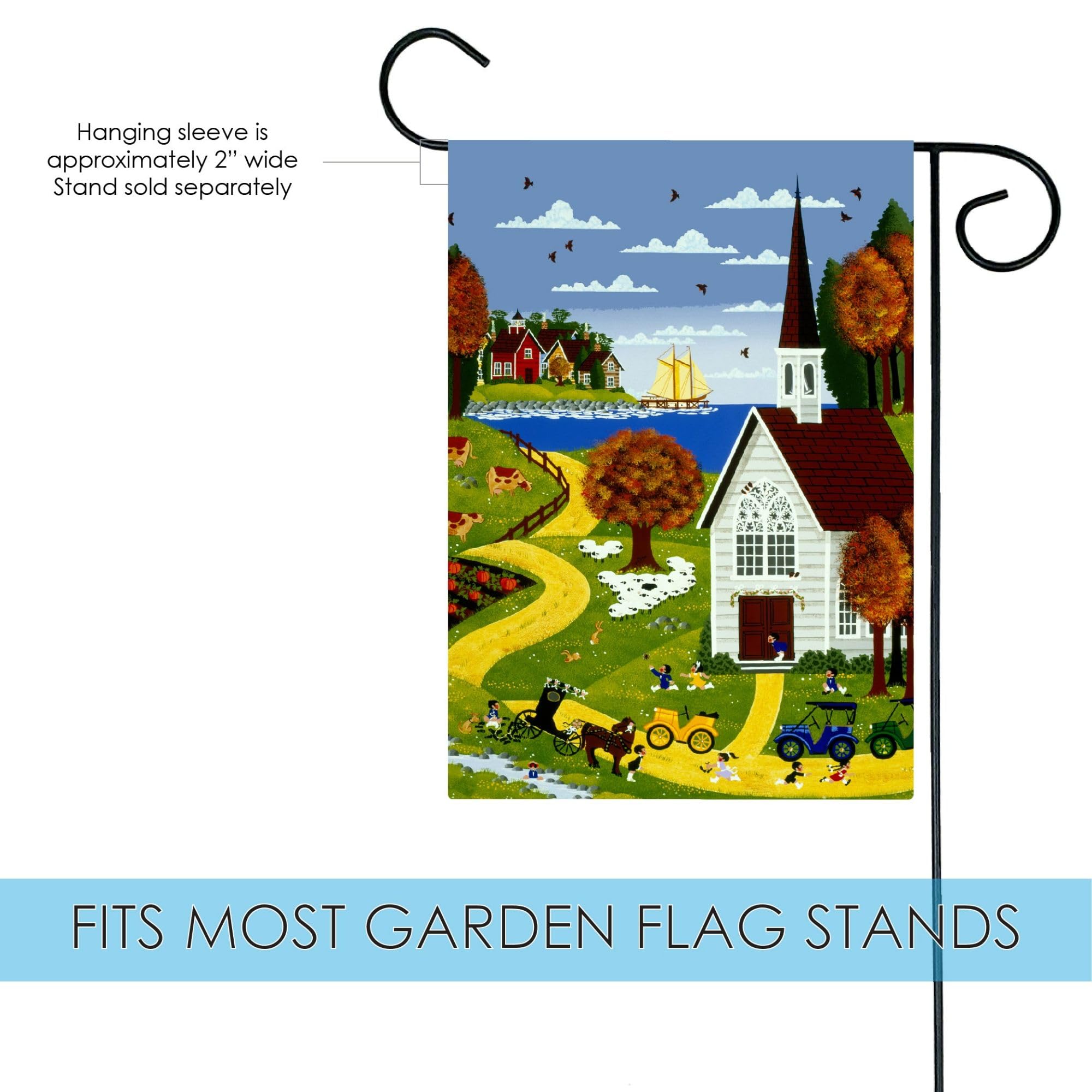 Toland Home Garden 1110371 Double Sided Rolling Hills Farm Flag - 12x18 Inch Outdoor Decorative Banner for Yard, Church, House & Garden - Perfect for Countryside, Farmhouse & Rural Decor
