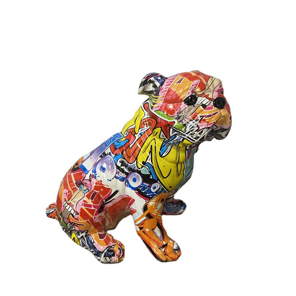 Vibrant Bulldog & Chihuahua Statue Set - Modern Home Decor Sculpture for Living Room, Bedroom, Office - Unique Graffiti Art Figurine & Memorial Gift Idea for Pet Lovers | Perfect for Shelf Display, Housewarming Present, or Themed Party Decoration