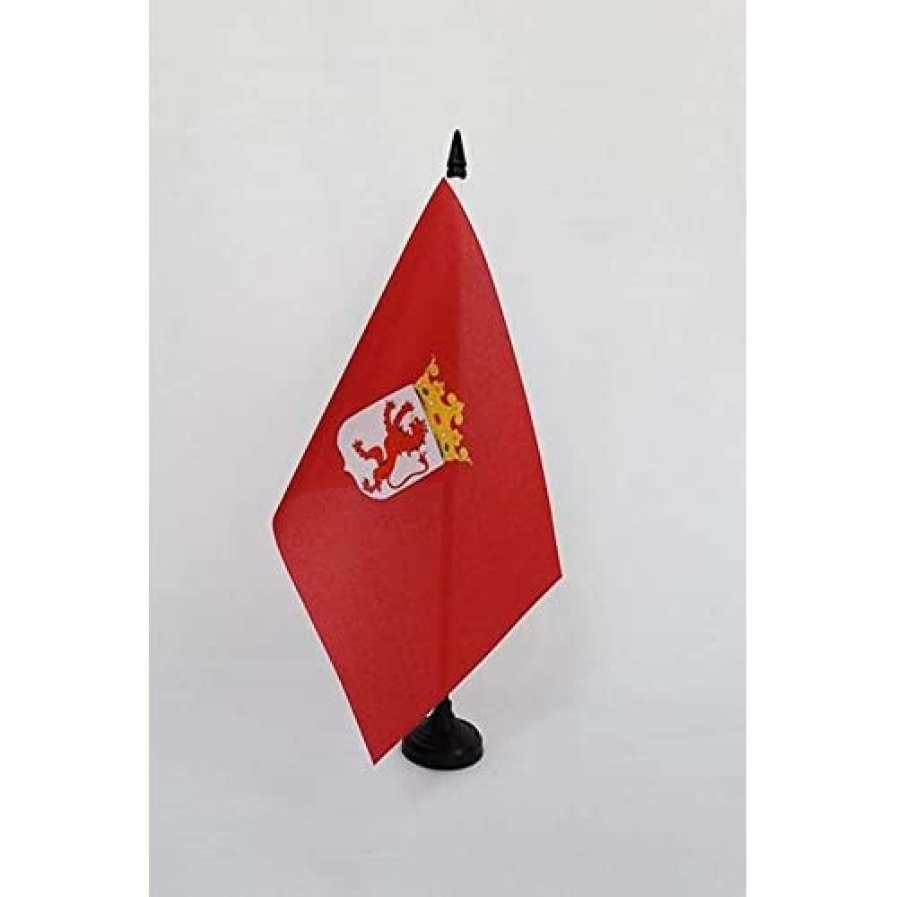 AZ FLAG Province of León Table Flag 5'' x 8'' (21 x 14 cm) with Black Plastic Stick & Base - Mini Desk Flag for Office Decor, Spanish Regional Pride, or Gift Giving