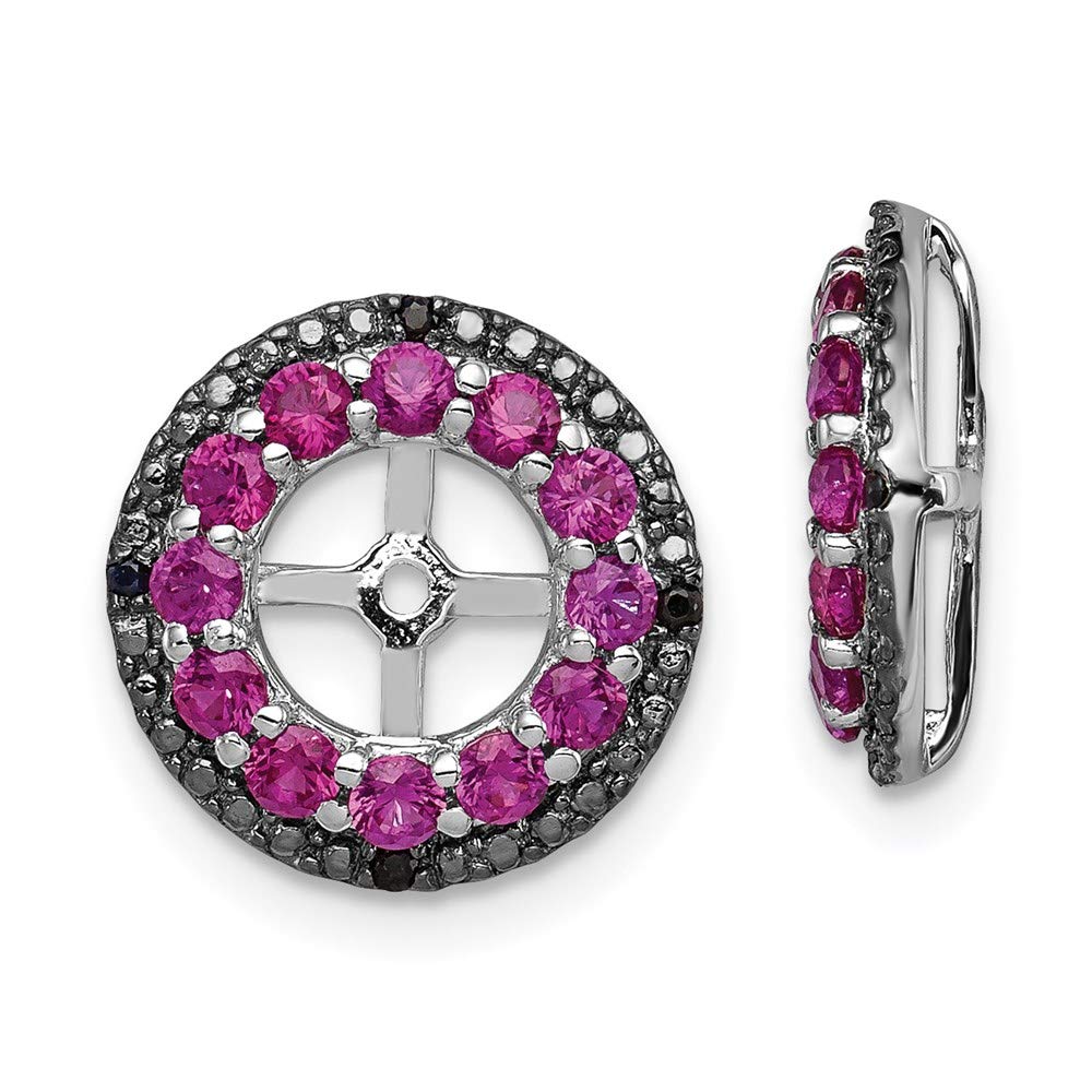 Sterling Silver Lab-Created Ruby and Black Sapphire Earring Jackets for Women, Perfect for Weddings, Parties, and Special Occasions