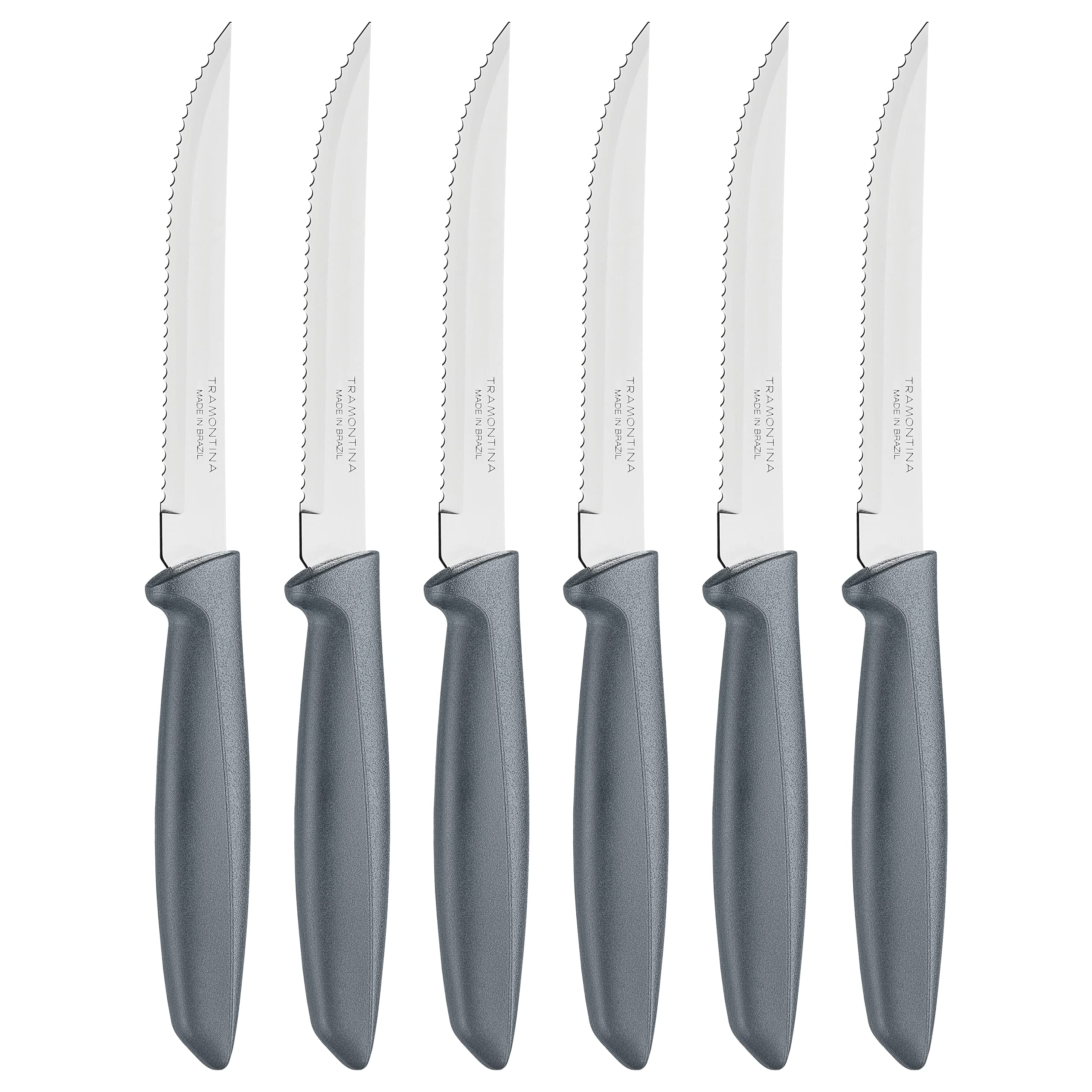 Tramontina 6-Piece Stainless Steel Kitchen Knife Set - Serrated Fruit & Tomato Knife, Vegetable Chopper & Peeler - Multipurpose with Pointed Tip (Grey, Model 23498654) - Perfect for Home Cooking, Meal Prep & Professional Kitchens