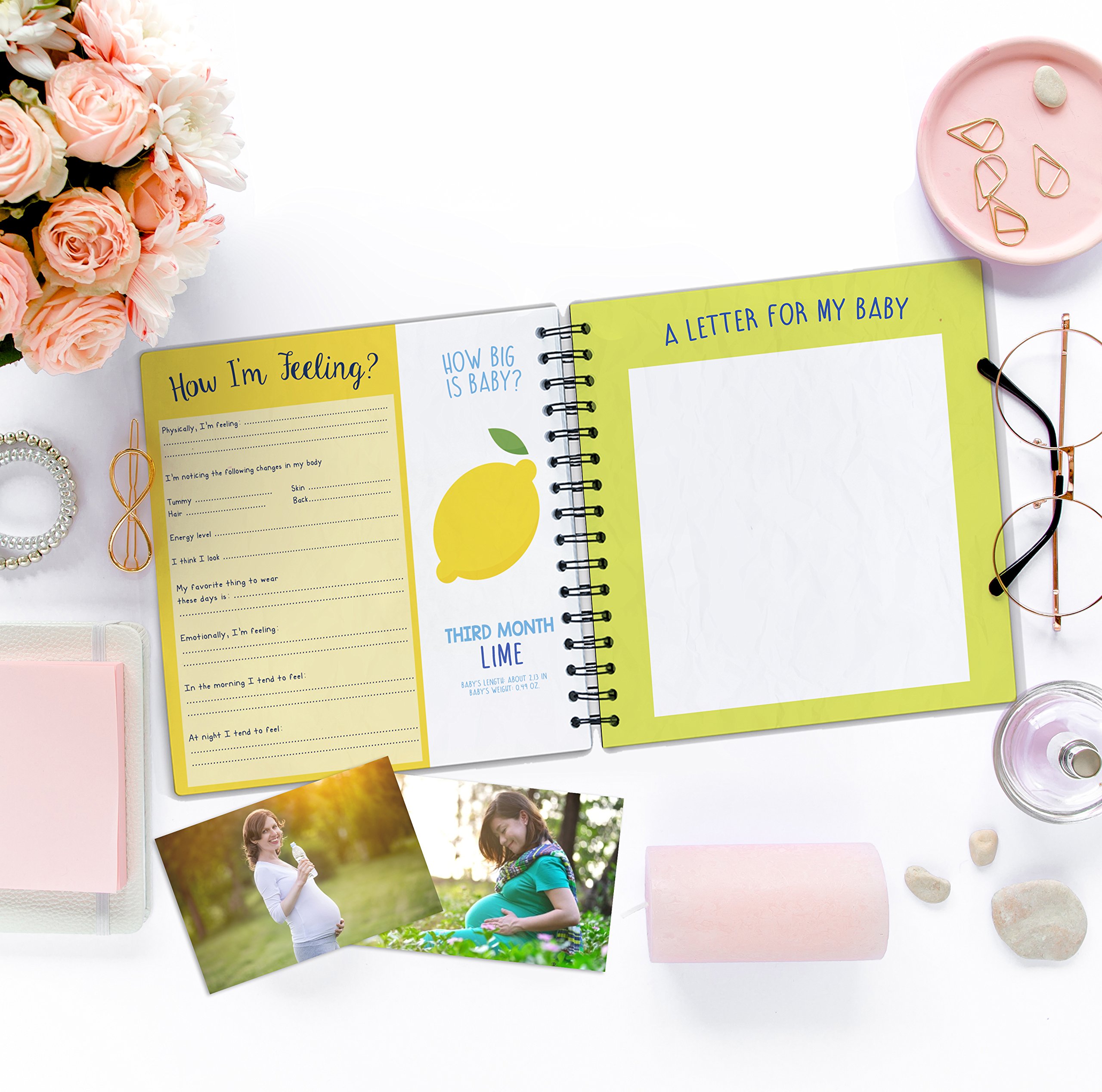 My 9 Months Pregnancy Journal & Baby Memory Book with Stickers - First Time Mom's Scrapbook, Photo Album & Milestone Tracker - Perfect Baby Shower Gift for Expecting Mothers - Capture Precious Moments from Bump to Baby