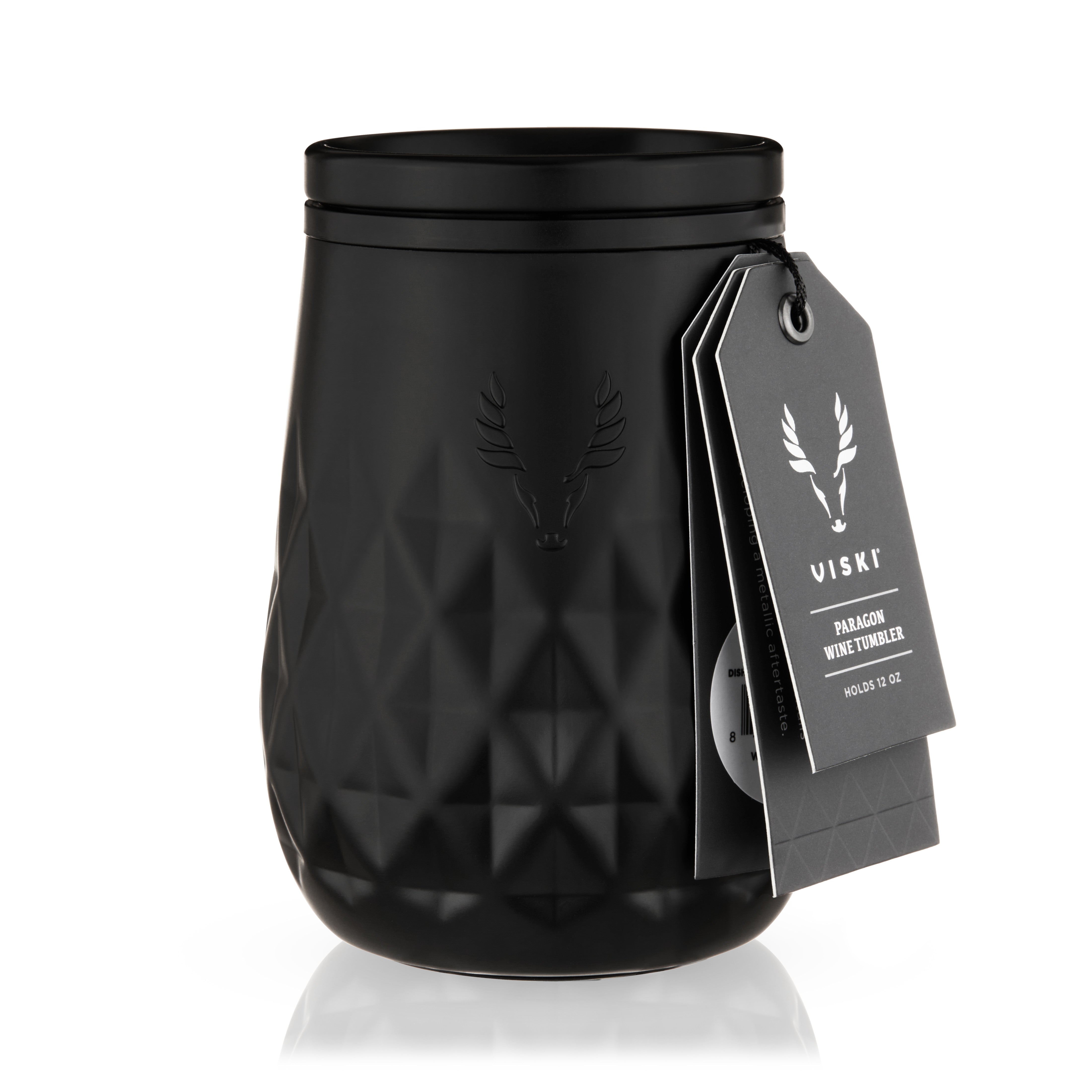 Premium Stainless Steel Wine Tumbler with Lid - 20oz Insulated Wine Glass for Hot & Cold Drinks - Obsidian Black - Perfect for Outdoor Picnics, Camping & Home Entertaining