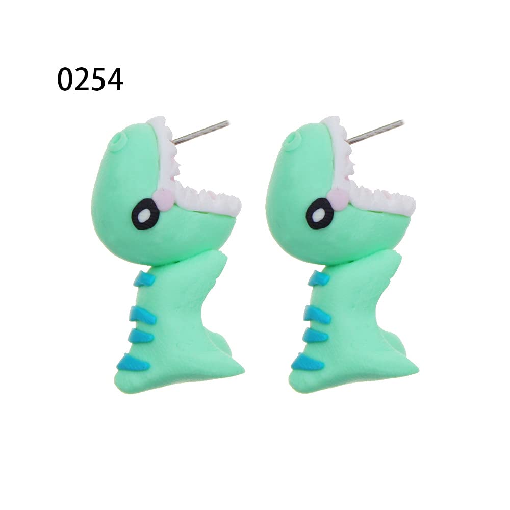 6 Pairs Cute 3D Animal Stud Earrings - Handmade Alloy Clay Dinosaur & Shark Earrings for Women | Perfect for Casual Wear, Parties & Gifts