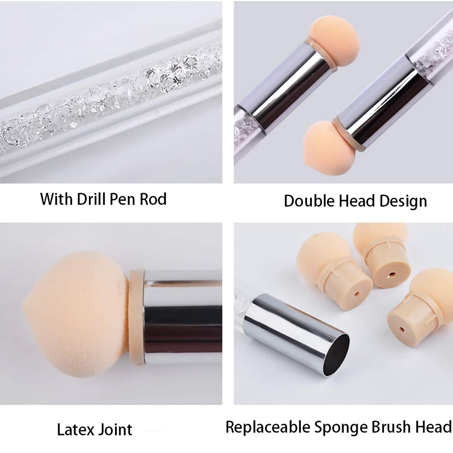 DANNEASY 6Pcs Professional Nail Art Brush Set - Ombre Brush, French Tip Brush, Nail Design Tools with 4 Replaceable Sponge Heads - Perfect for Salon, Home Manicure & DIY Nail Art