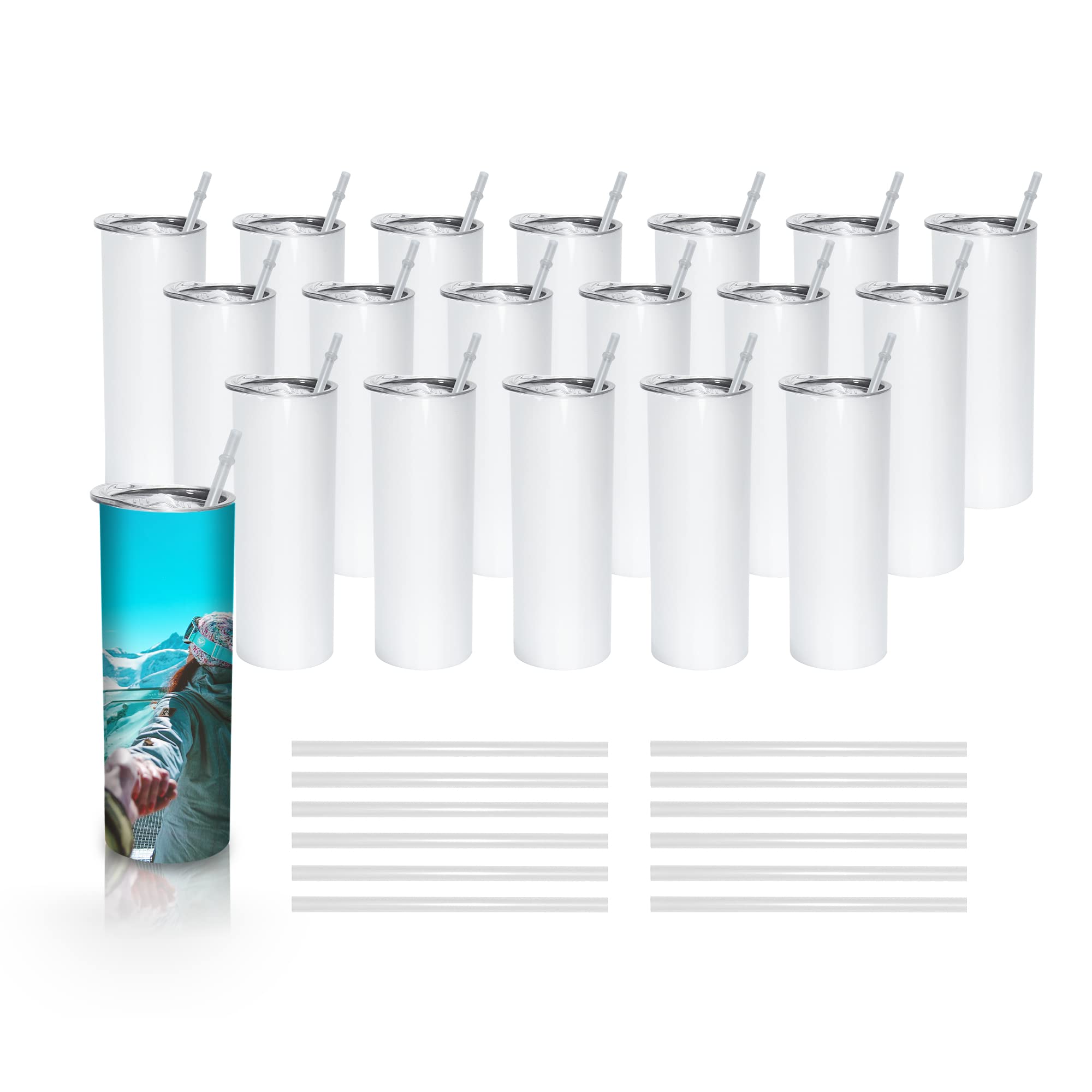 50 Pack 20oz Sublimation Tumblers - Stainless Steel Insulated Travel Mugs with Double Wall Vacuum for Hot & Cold Drinks - Perfect for Coffee, Wine, Camping, Office & Outdoor Activities - Ships from USA