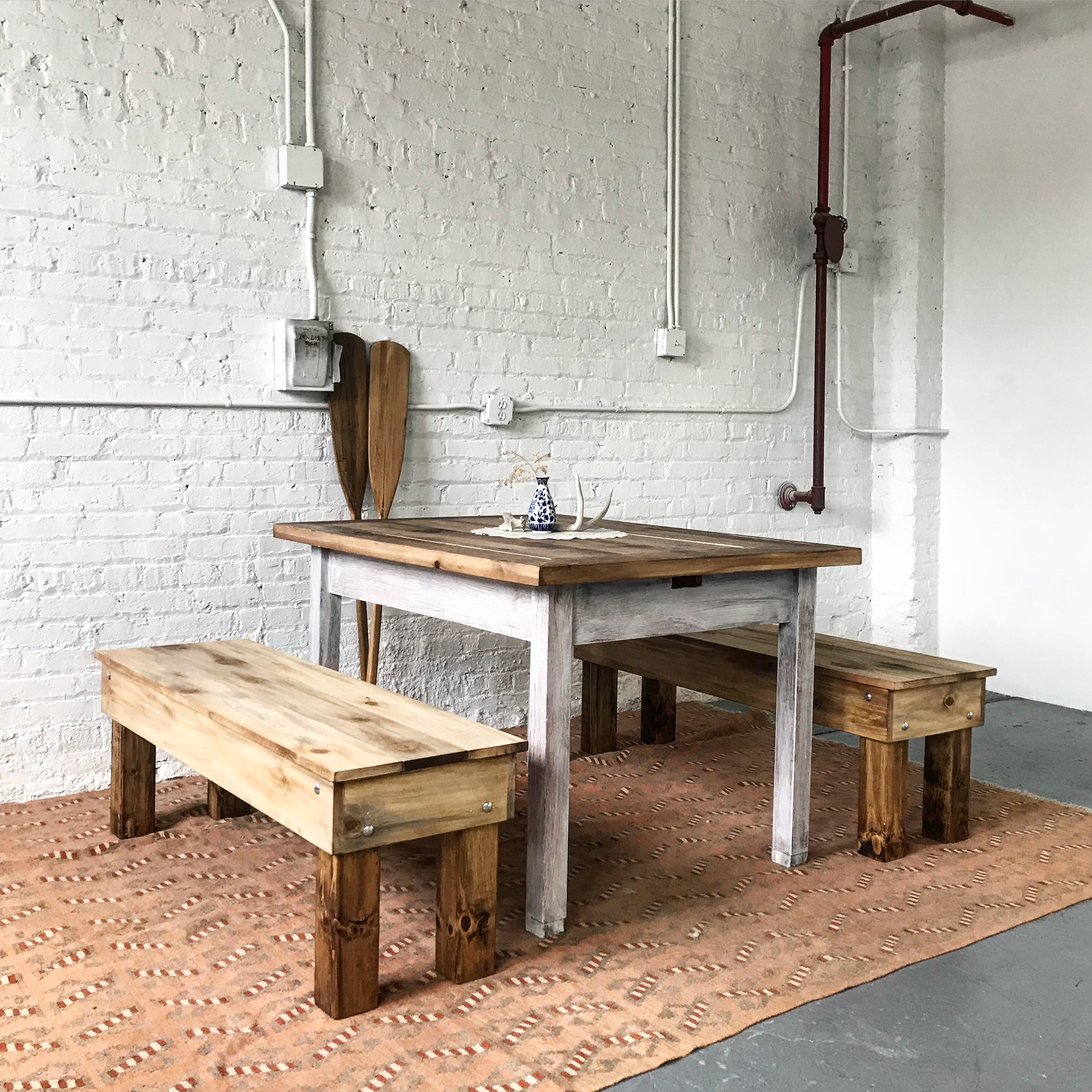 Handmade Rustic Modern Wooden Bench - Solid Wood Furniture, Made in USA - Perfect for Living Room, Dining Room, or Entryway Decor