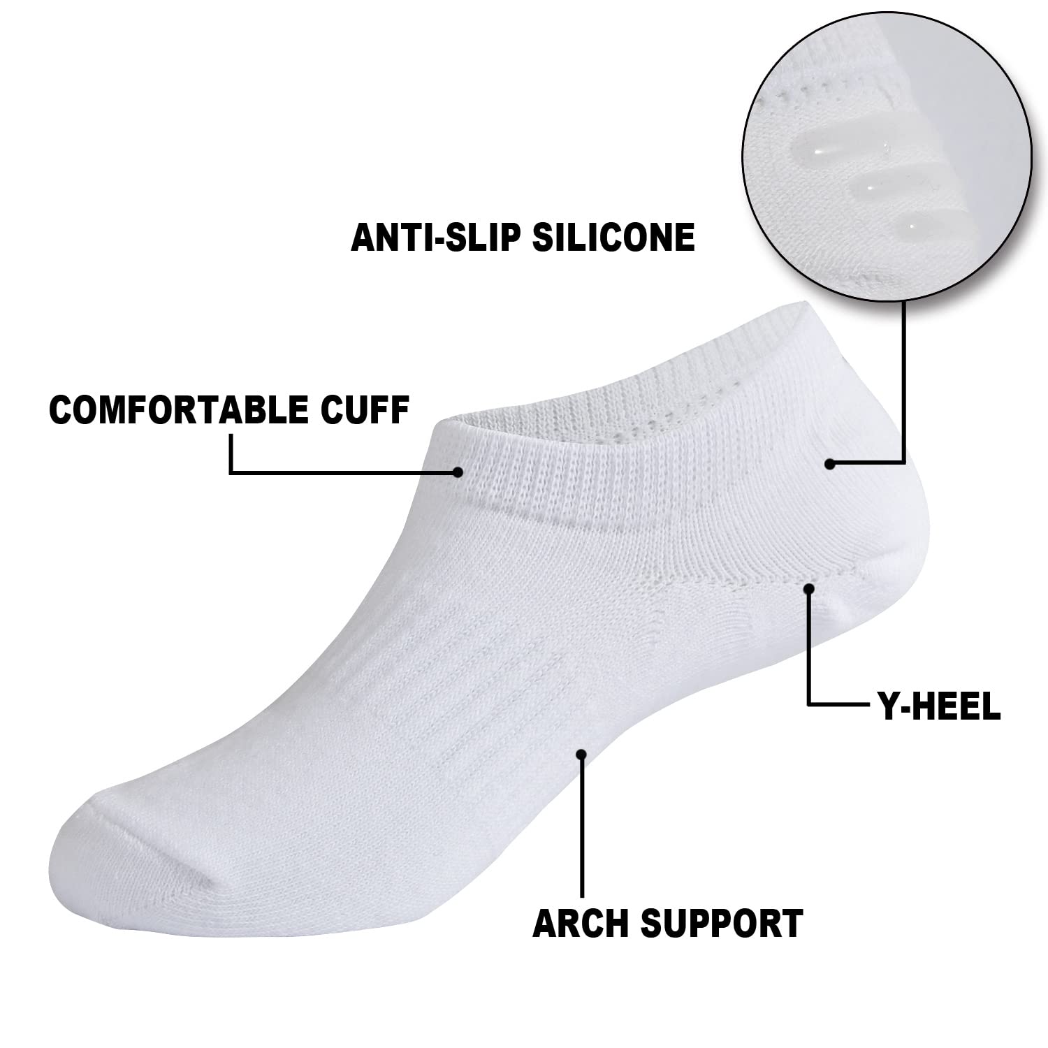 EPEIUS Kids No Show Socks for Girls & Boys - 6/12 Pack Soft Cotton Low Cut Ankle Socks with Non-Slip Grips - Perfect for School, Sports & Everyday Wear