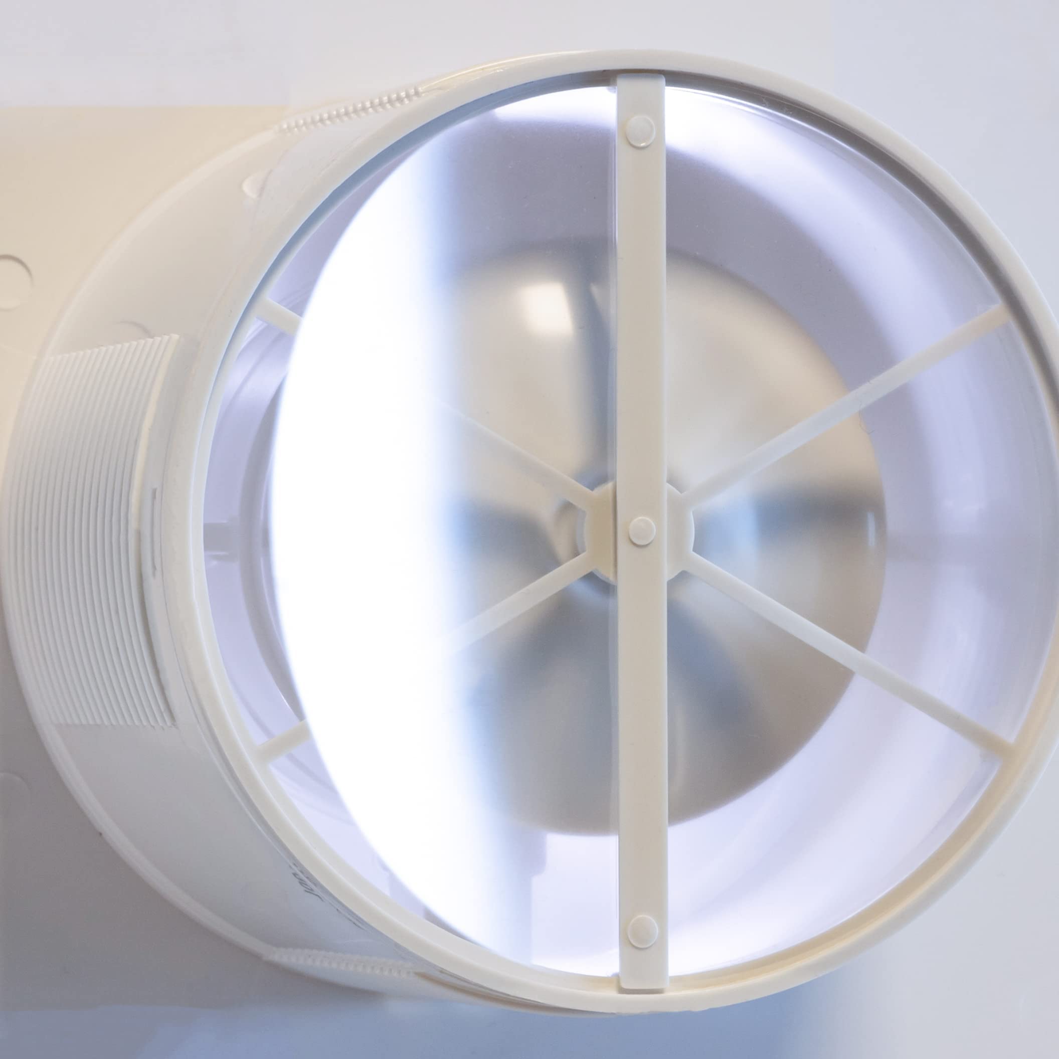 STERR White Bathroom Exhaust Fan 100mm with LED & Timer - Modern Glass Front Design - Quiet Bathroom Ventilation Fan - 10W Energy Efficient - Perfect for Bathrooms, Kitchens, and Small Spaces