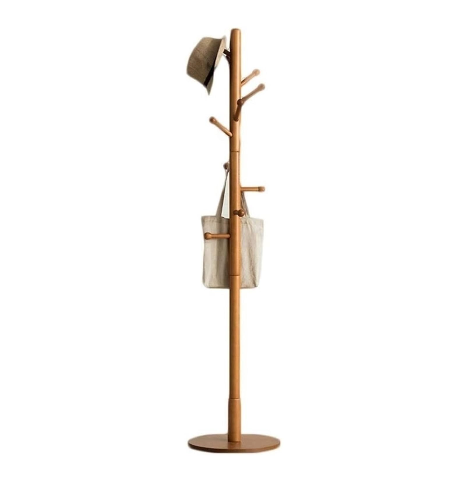 **9-Hook Solid Wood Coat Rack Stand | Heavy-Duty Entryway Hanger for Hallway, Bedroom & Closet | Easy Assembly Wooden Coat Tree (Wood Color) - Perfect for Organizing Jackets, Hats, Bags & Accessories**