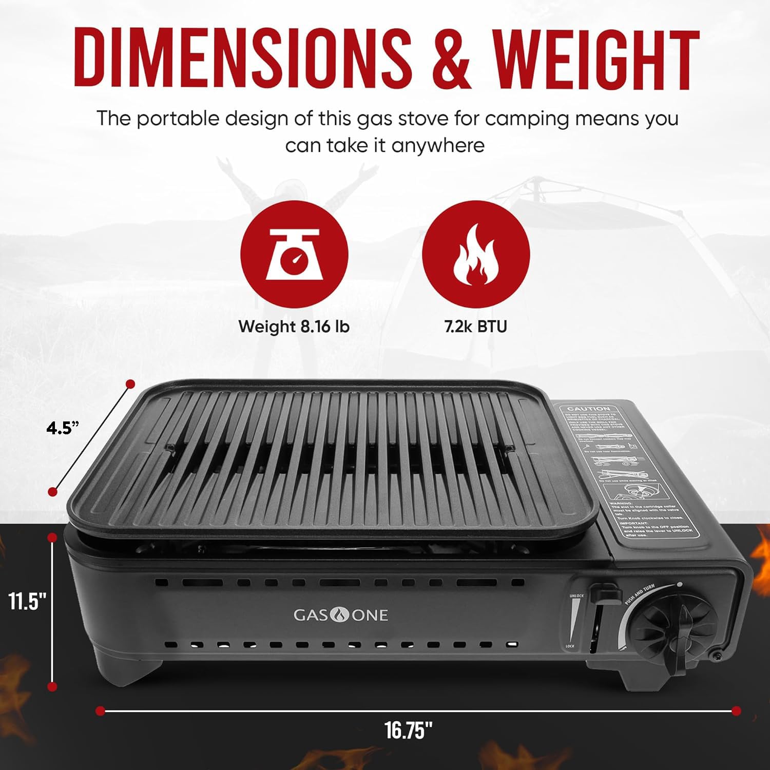 GasOne GS-2400P Dual Fuel Portable Camping Stove - Propane & Butane Compatible Outdoor Grill with Carrying Case - Perfect for Backpacking, Picnics & Emergency Cooking