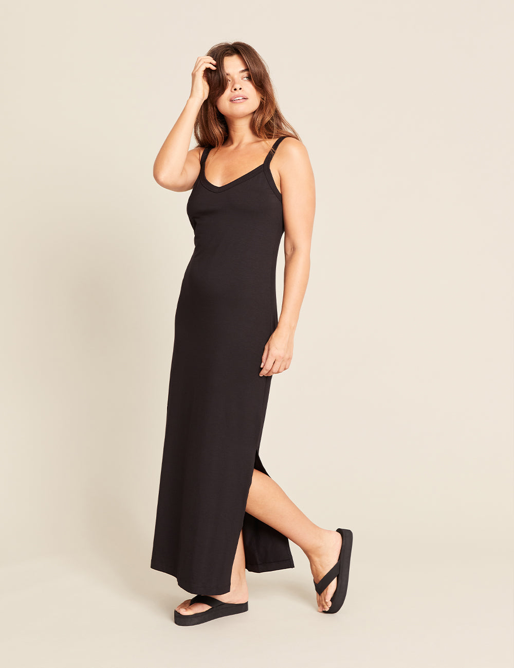 Elegant Black V-Neck Slip Dress for Women - Perfect for Evening Parties, Date Nights & Special Occasions