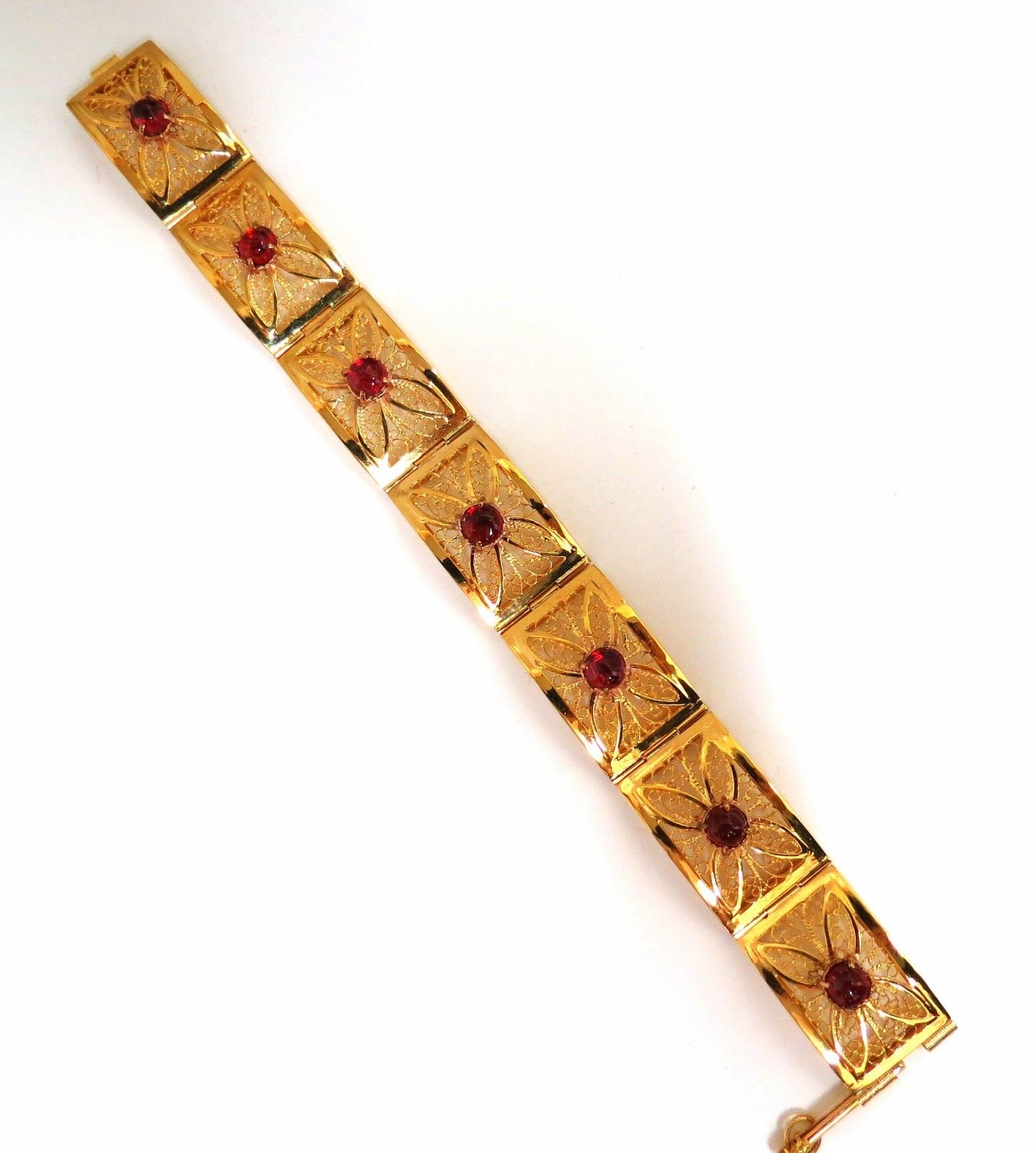 7.40ct Natural Spinel Vintage Bracelet - 14K Gold Open Gilt Design - Elegant Jewelry for Women, Perfect for Weddings, Parties & Special Occasions