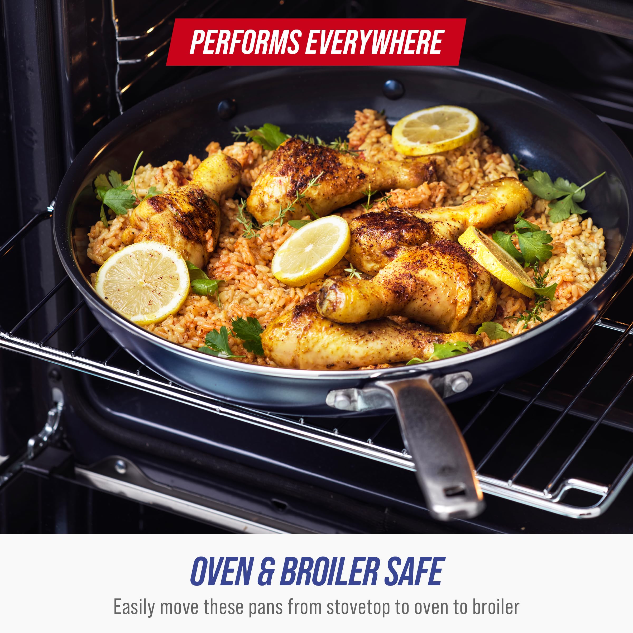 Blue Diamond 9-Piece Cookware Set - PFAS & PFOA-Free Ceramic Nonstick Pots and Pans with Diamond Infusion | Durable, Scratch-Resistant & Metal Utensil Safe | Dishwasher & Oven Safe (Blue) | Perfect for Everyday Cooking, Baking & Family Meals
