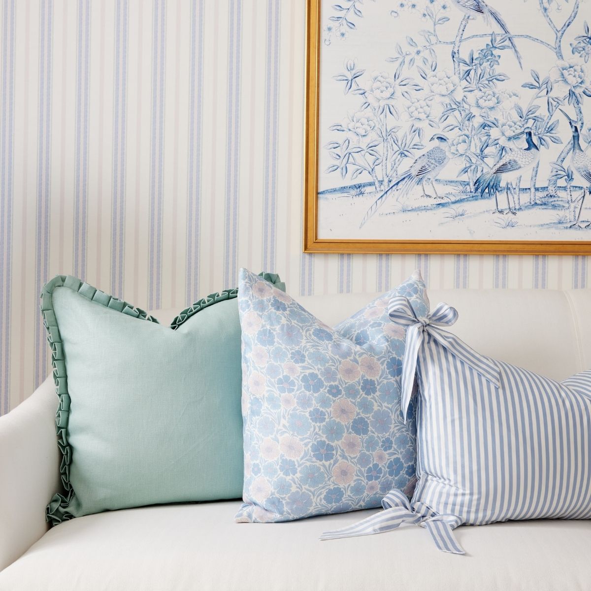 Blue & Blush Halo Stripe Wallpaper - Self-Adhesive Peel and Stick Wallpaper for Bedroom, Living Room, Nursery - Easy to Install Removable Wallpaper for Home Decor