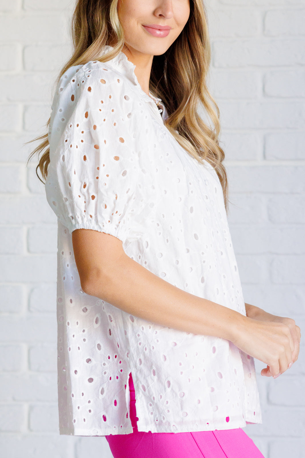 Elegant Eyelet Lace Blouse for Women - Breathable Summer Tops with Feminine Details | Perfect for Office Wear, Date Nights & Casual Outfits
