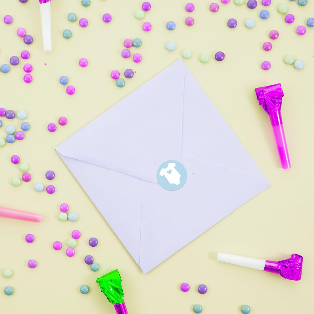 Andaz Press Chocolate Stickers 216-Pack for Baby Showers & Party Favors