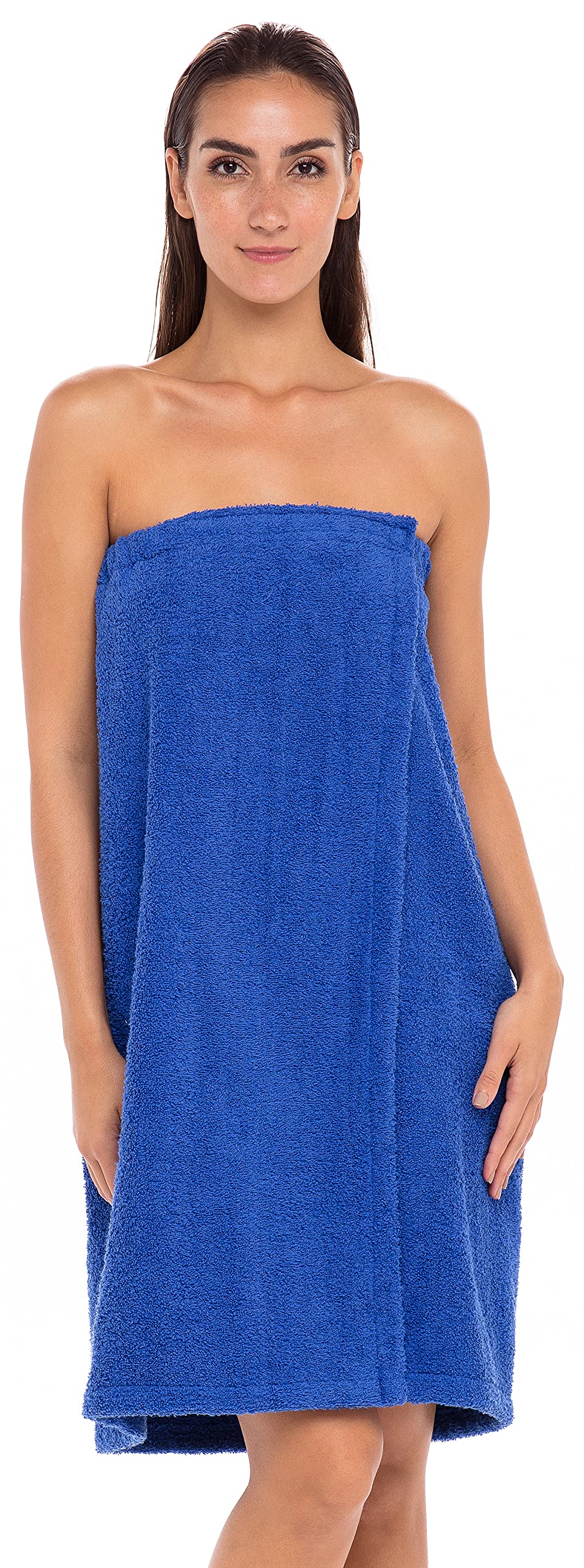 Premium Women's Terry Cotton Spa Bathrobe Wrap - Soft, Absorbent & Adjustable Closure - XXL/XXXL Blue - Perfect for Shower, Beach & Relaxation at Home