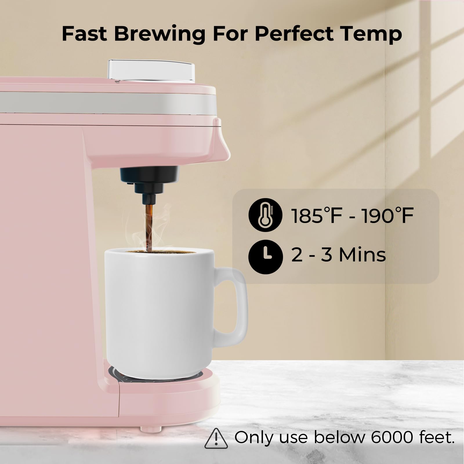 CHULUX 2-in-1 Mini Travel Coffee Maker - Compatible with K-Cups & Ground Coffee, Single Serve Coffee Machine for Espresso & Americano, Compact Pod Brewer for Home, Office & Travel - Dusty Rose | Perfect for Small Spaces, Camping & Dorm Rooms