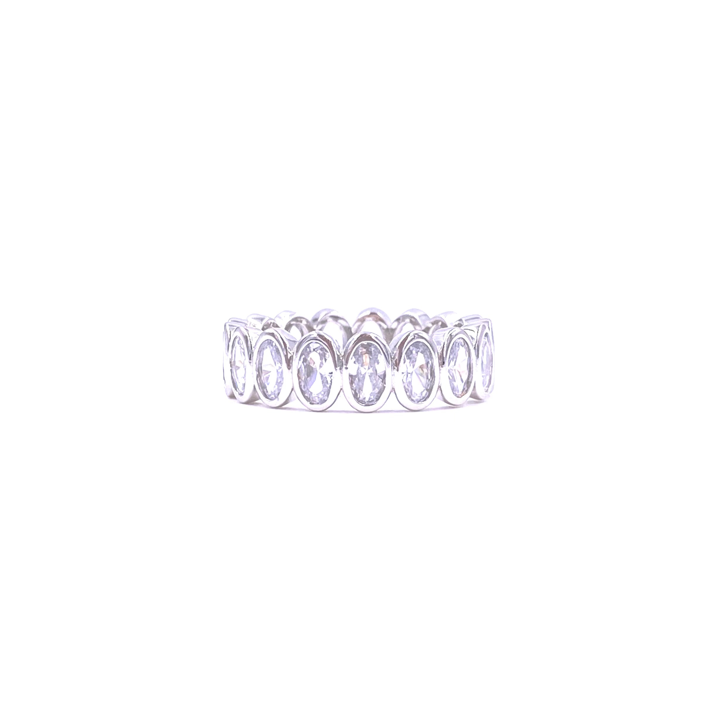 Ashley Gold Sterling Silver Oval CZ Bezel Set Band Ring for Women | Elegant Cubic Zirconia Jewelry for Everyday Wear & Special Occasions