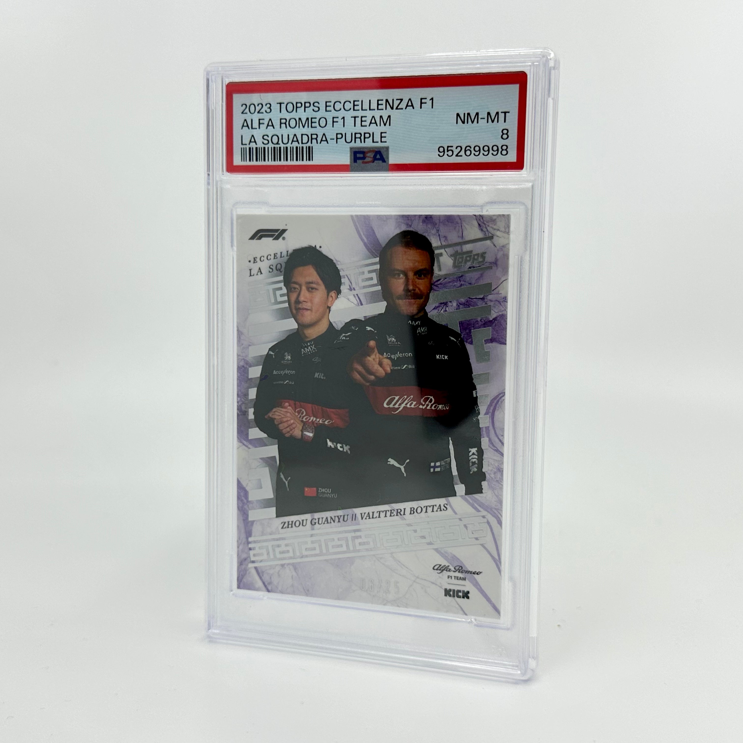 PSA 8 Graded 2006 Alfa Romeo Bottas & Guanyu 2023 Eccellenza La Squadra Racing Card - Perfect for F1 Collectors & Motorsport Memorabilia Displays