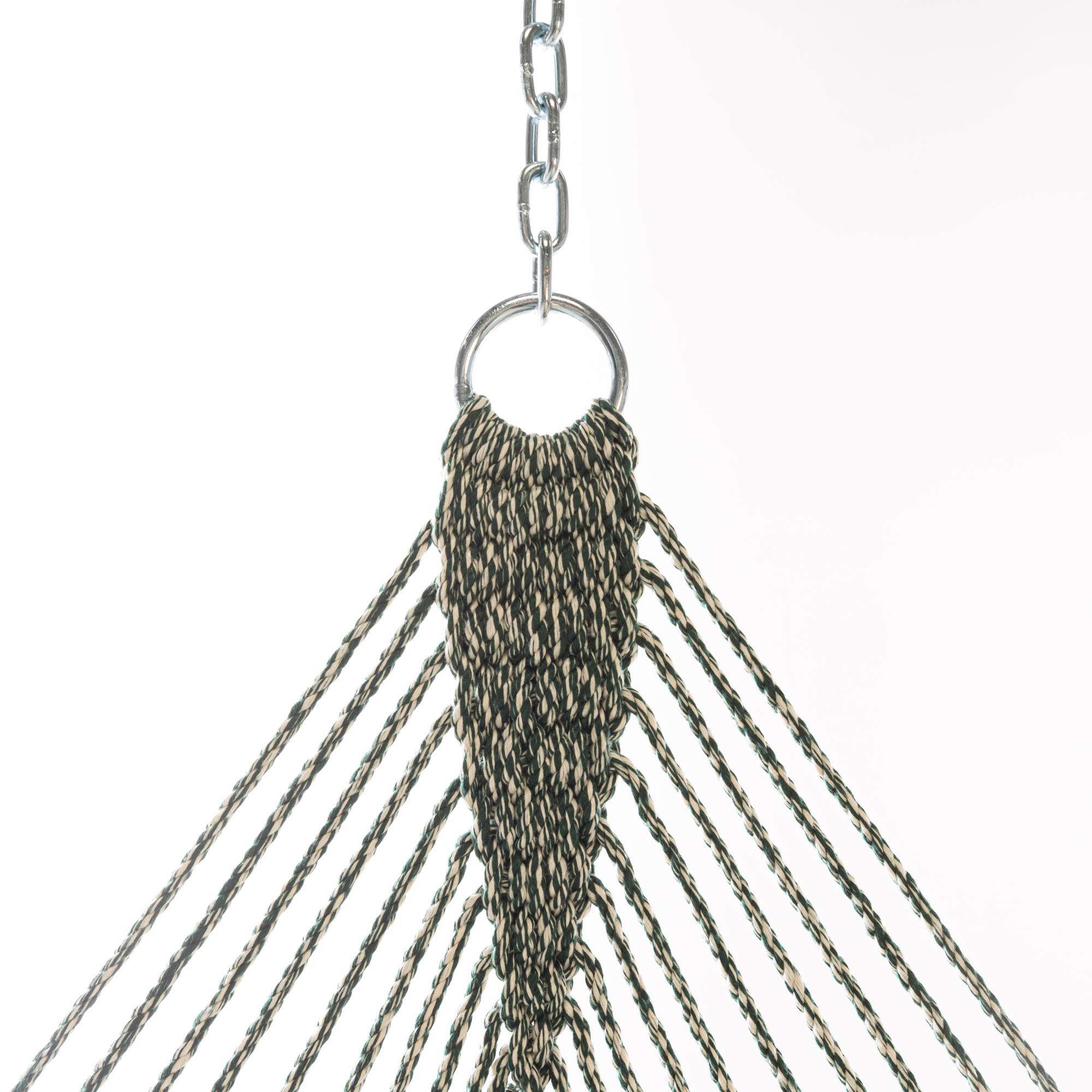 Premium Handcrafted Hatteras Hammock - Large 13ft x 55in Green Oatmeal Heirloom Tweed Duracord Rope Hammock with Free Extension Chains & Tree Hooks | 450 LB Weight Capacity | Made in USA | Perfect for Backyard, Patio, Camping & Beach Relaxation