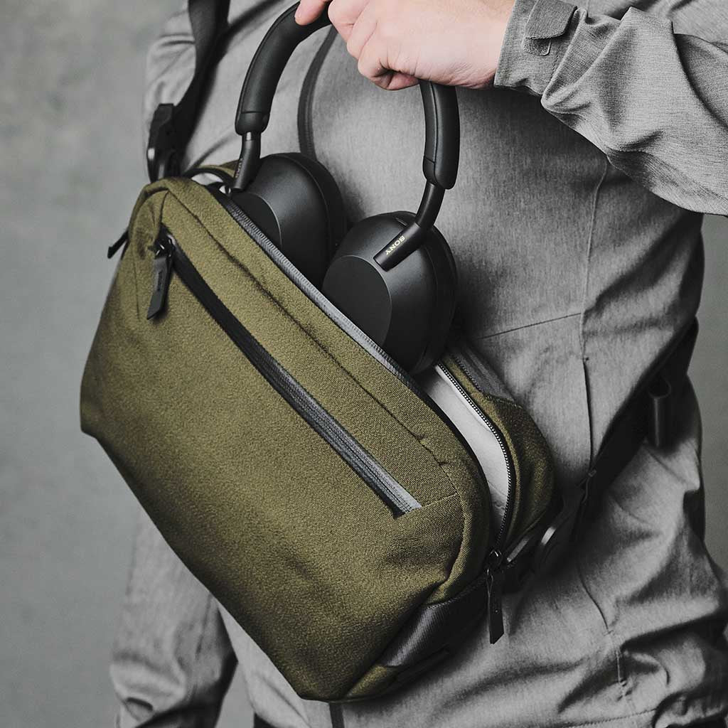 Go Sling Standard Army Green Axoflux - Tactical Shoulder Bag for Outdoor Adventures, Hiking, and Military Use
