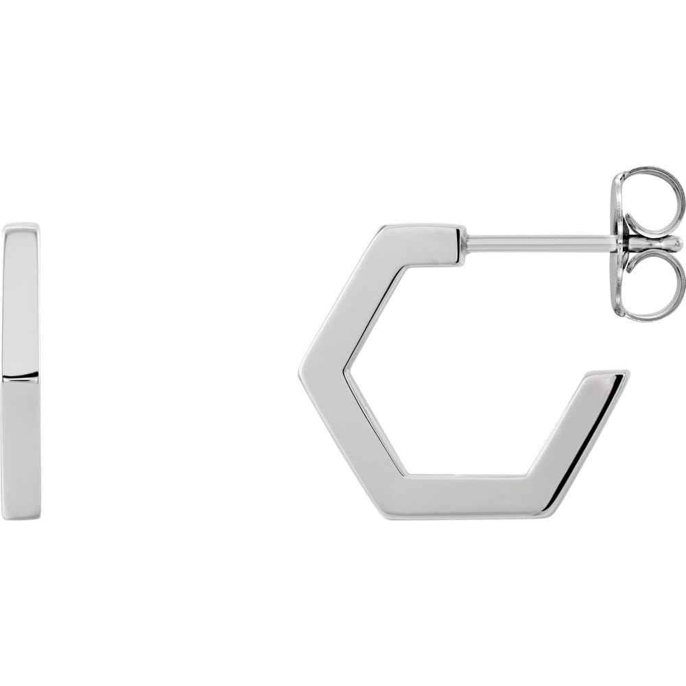 14K Gold, Sterling Silver, or Platinum Geometric 12.6mm Huggie Hoop Earrings for Women - Minimalist Everyday Jewelry for Work, Date Night & Special Occasions