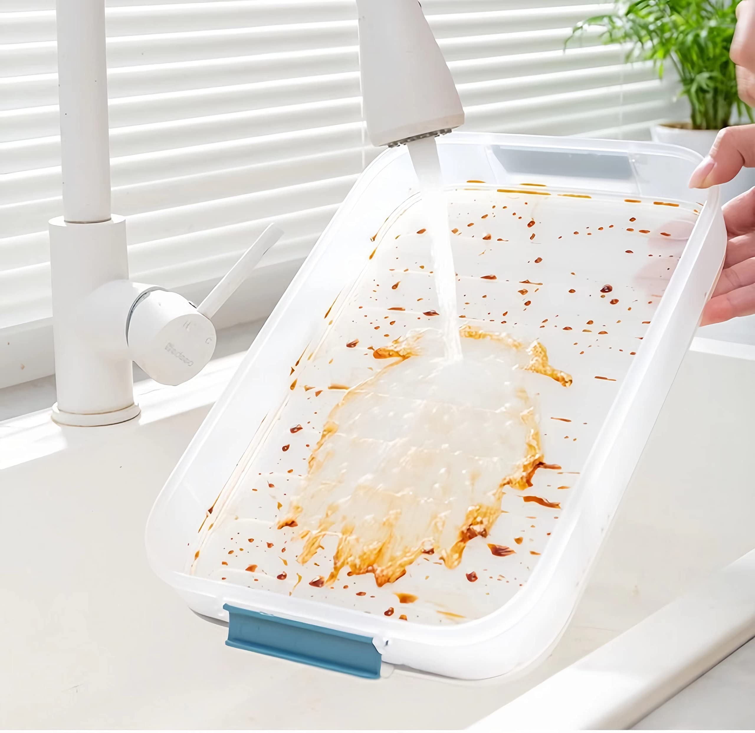 Airtight Plastic Bacon Keeper with Lids - Food Storage Container for Deli Meats, Cold Cuts & Cheese - Refrigerator & Freezer Safe - Low Profile Cookie Holder for Christmas Baking & Meal Prep Organization