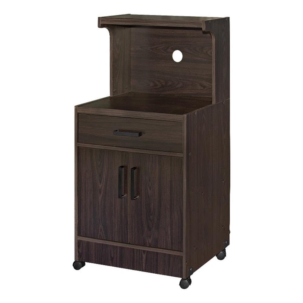 Better Home Products Shelby Kitchen Wooden Microwave Cart in Tobacco - Space-Saving Storage Solution for Small Kitchens & Dorms
