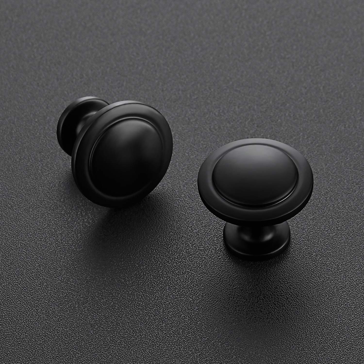25 Pack 1-1/4 Inch Matte Black Zinc Cabinet Knobs - Kitchen Drawer Pulls & Dresser Handles for Bedroom, Bathroom & Office Furniture (Durable & Stylish Hardware)