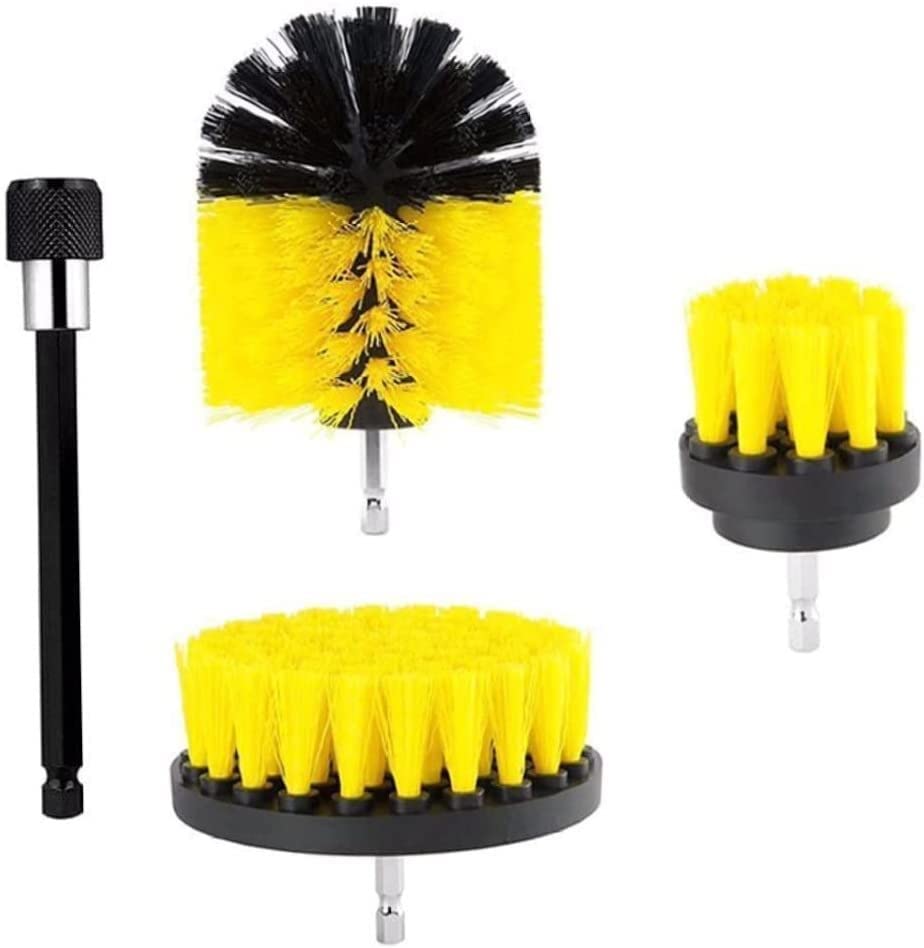 Powerful Drill Brush Cleaning Kit with Extended Long Attachments - Heavy Duty Scrub Brushes Set for Deep Cleaning - Ideal for Pool Tiles, Grout, Bathrooms & Outdoor Surfaces
