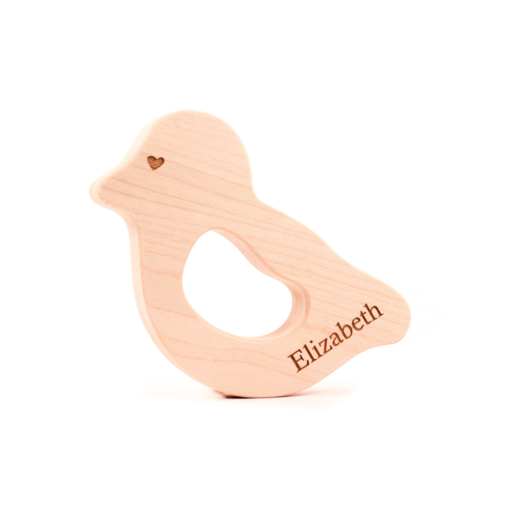 Natural Wooden Teether for Babies - Safe & Non-Toxic Love Bird Design - Perfect for Soothing Sore Gums During Teething | Ideal Baby Shower Gift & Infant Chewing Toy