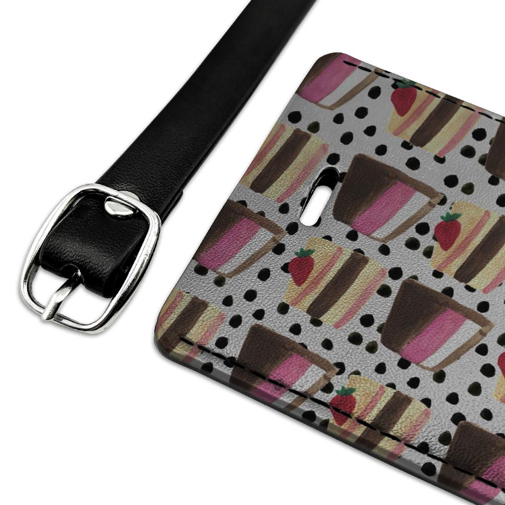Stylish Rectangle Leather Luggage Tag with Slice of Cake Pattern - Durable Suitcase ID Card Holder for Carry-On Bags | Perfect for Travel, Business Trips & Vacation Identification