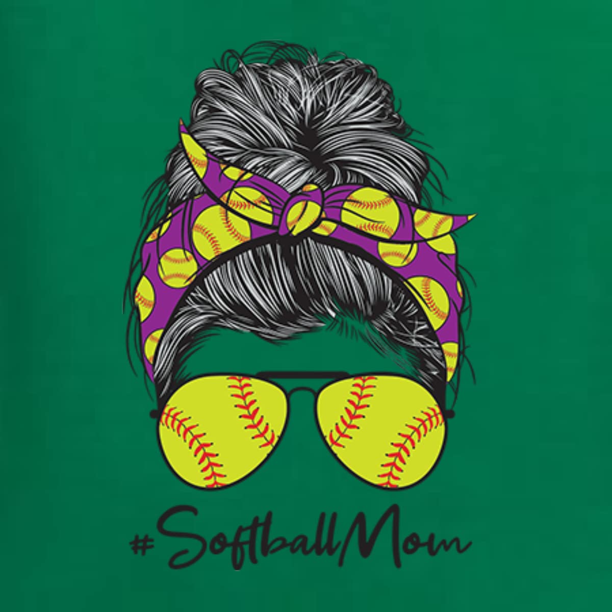 Wild Bobby Messy Bun Softball Mom Graphic Sweatshirt | Unisex Crewneck for Sports Lovers, Mother's Day Gift & Game Day Outfits - Soft & Comfortable for Baseball Moms & Team Spirit