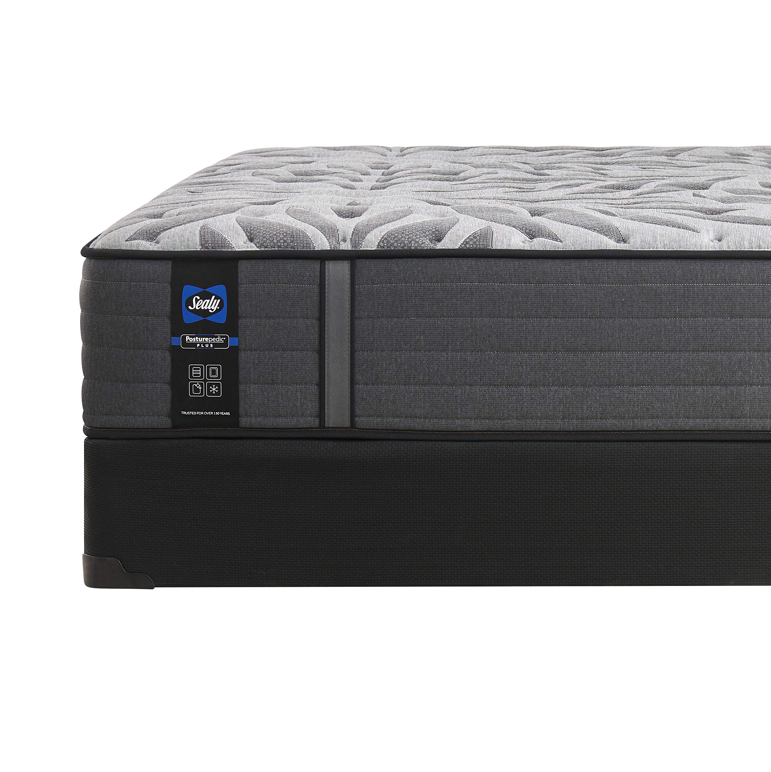 Sealy Posturepedic Plus 13-Inch Medium Firm Tight Top Mattress with Surface-Guard Technology | Split California King Size (Buy 2 for Complete Set) | Grey Luxury Bedding | Perfect for Master Bedrooms, Guest Rooms & Sleep Therapy