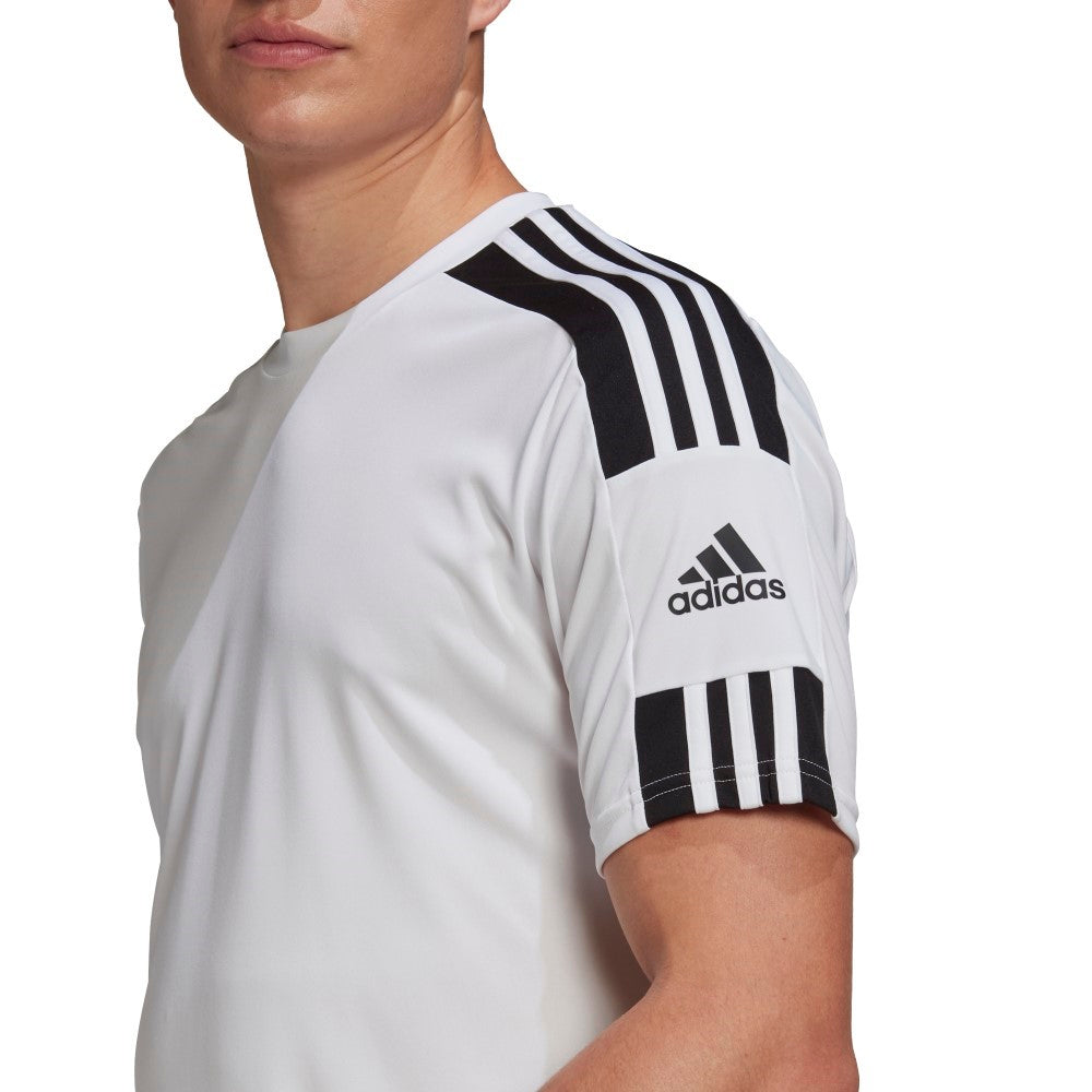 Adidas Adult Squadra 21 Soccer Jersey - White/White - Breathable Performance Shirt for Men - Perfect for Training, Matches & Fan Wear