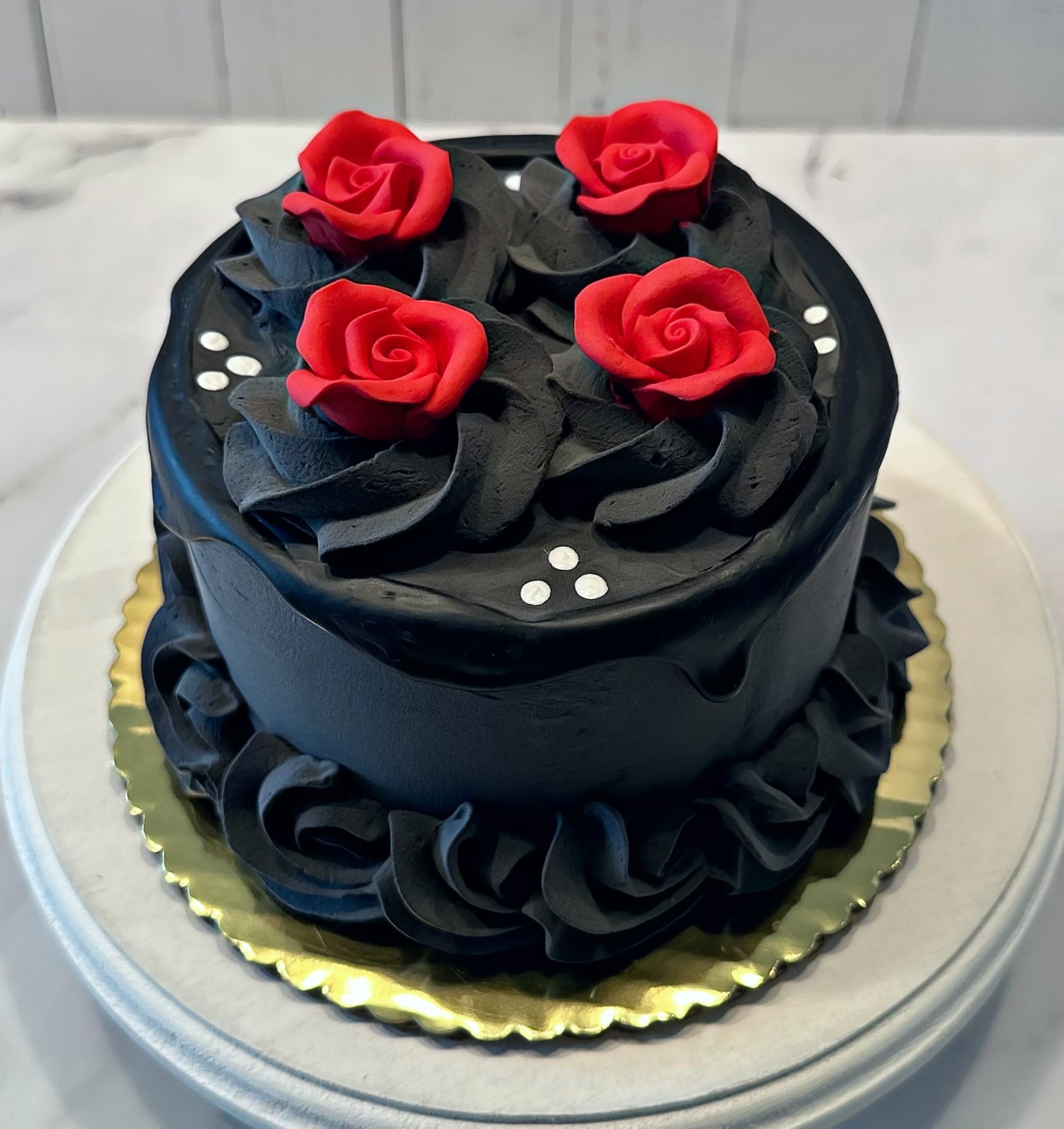 Handmade Fake Cake with Black & Red Drizzle - Artificial Decorative Cake by Dezicakes | Perfect for Wedding Centerpieces, Party Decor & Photo Props