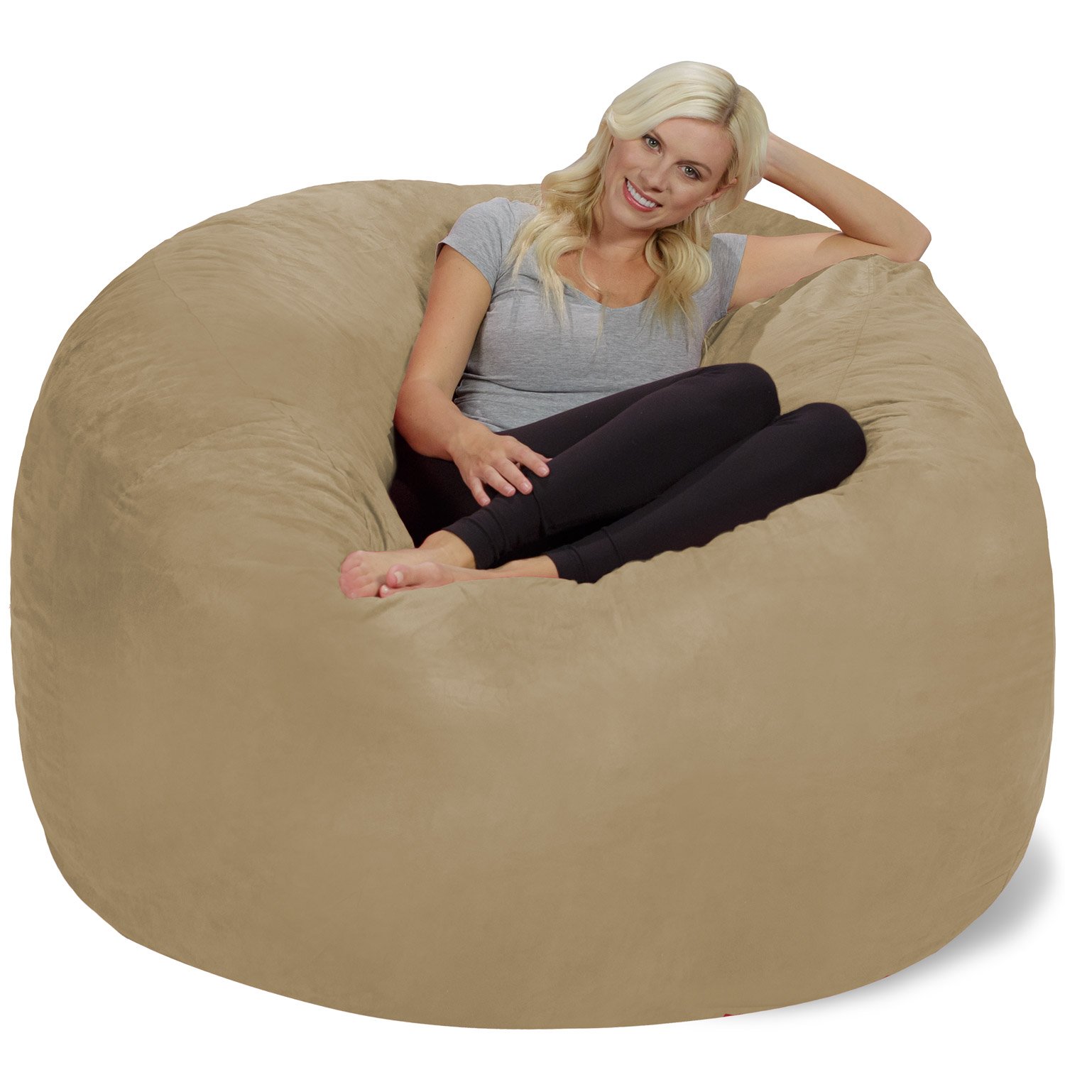 Chill Sack 6-Foot Giant Memory Foam Bean Bag Chair - Ultra Soft Microfiber Cover in Camel Color | Perfect for Living Room, Game Room, Dorm & Relaxation Space