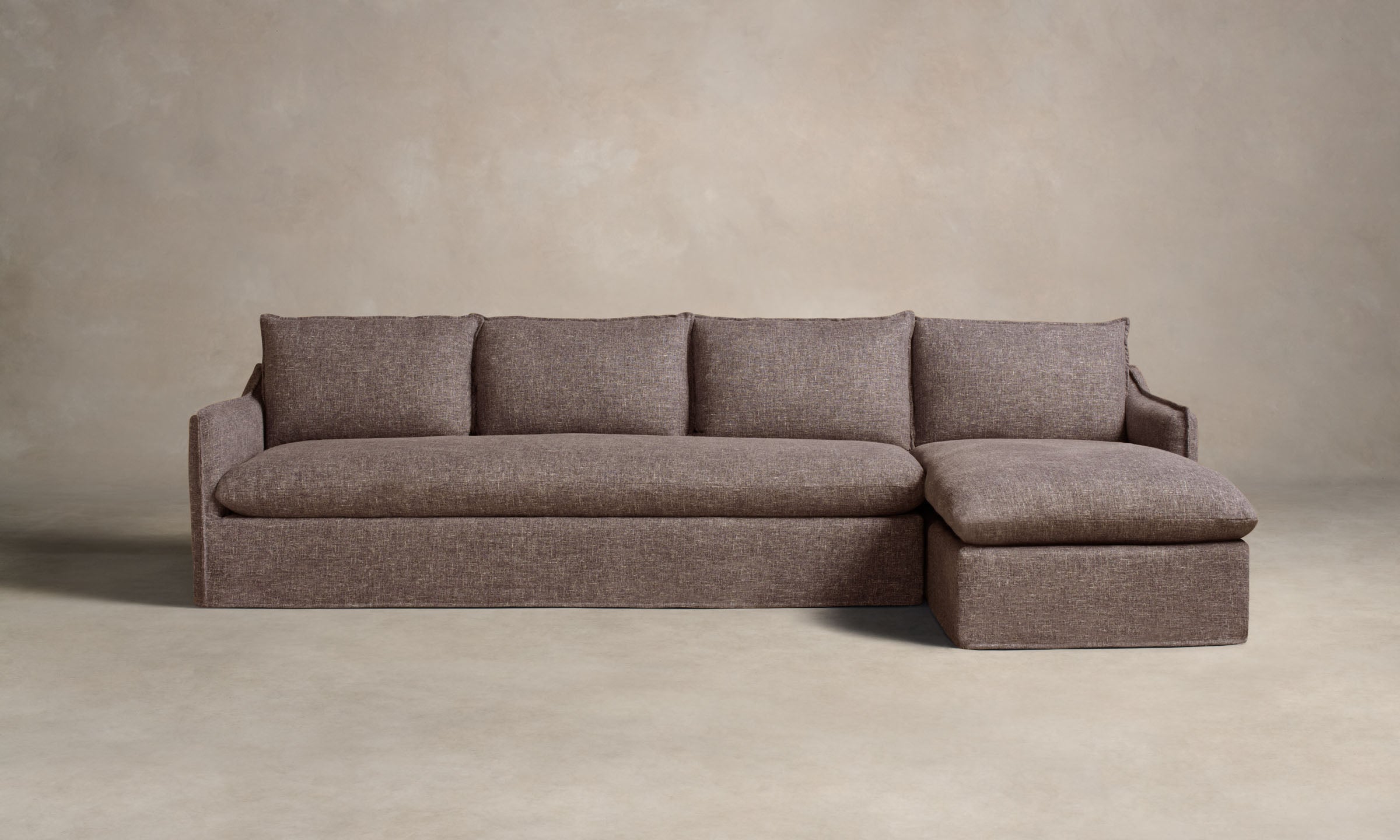 Dune Sectional Sofa with Heritage Belgian Linen Upholstery in Carob Brown - Perfect for Living Rooms, Family Rooms & Cozy Spaces
