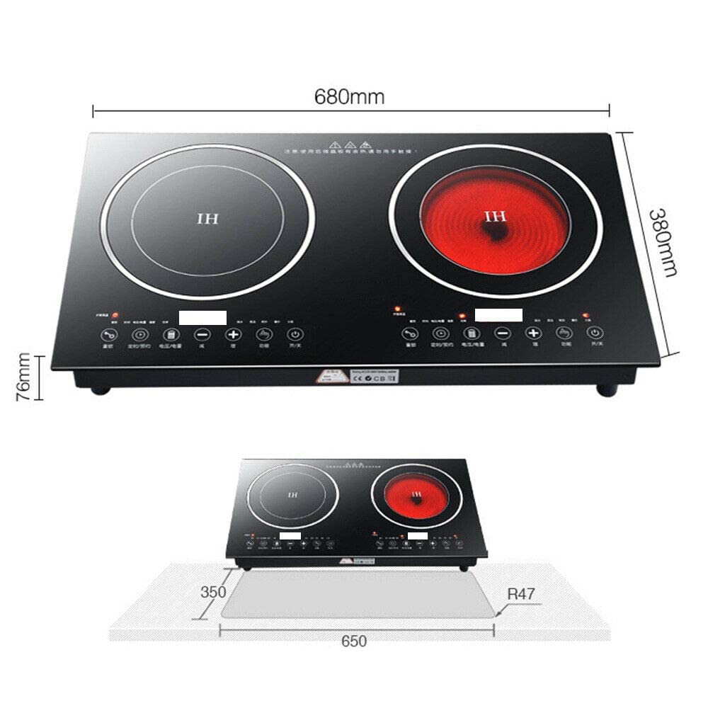 1200W Dual Induction Cooktop with Digital Controls - Stainless Steel Electric Stove for Home & Commercial Kitchens | Portable Countertop Burner for Cooking, Boiling & Frying | Perfect for Apartments, RVs & Outdoor Use