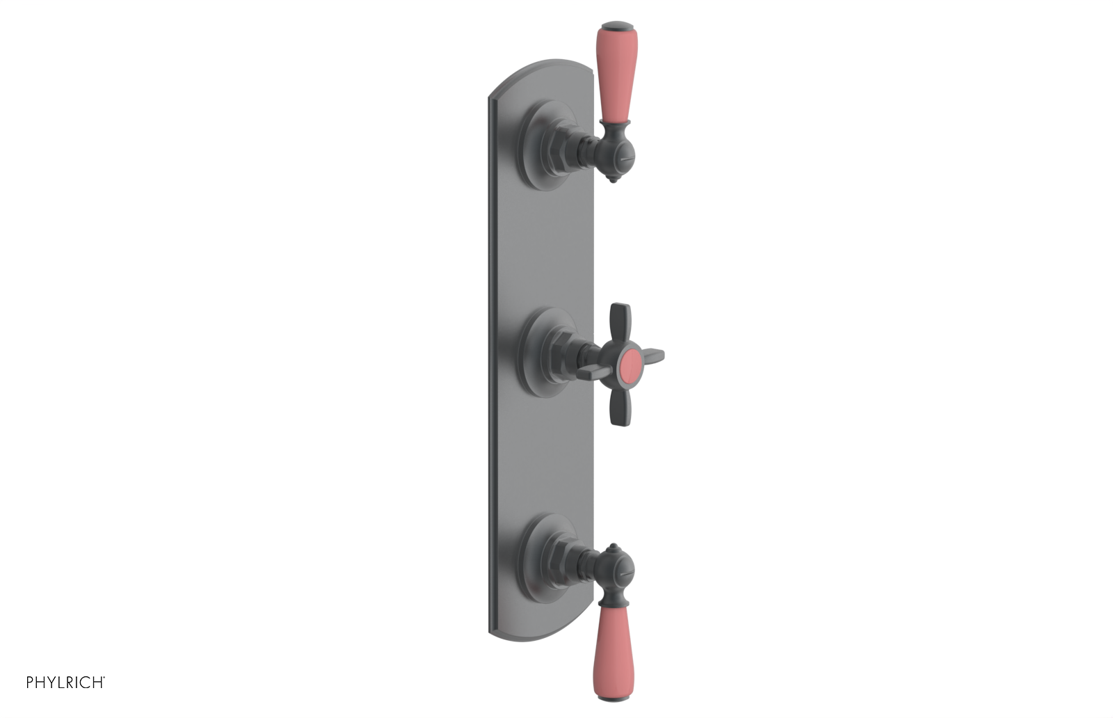 Jamestown Thermostatic Shower Valve with Dual Volume Control - Pink Accented Bathroom Fixture for Modern & Vintage Bathroom Renovations