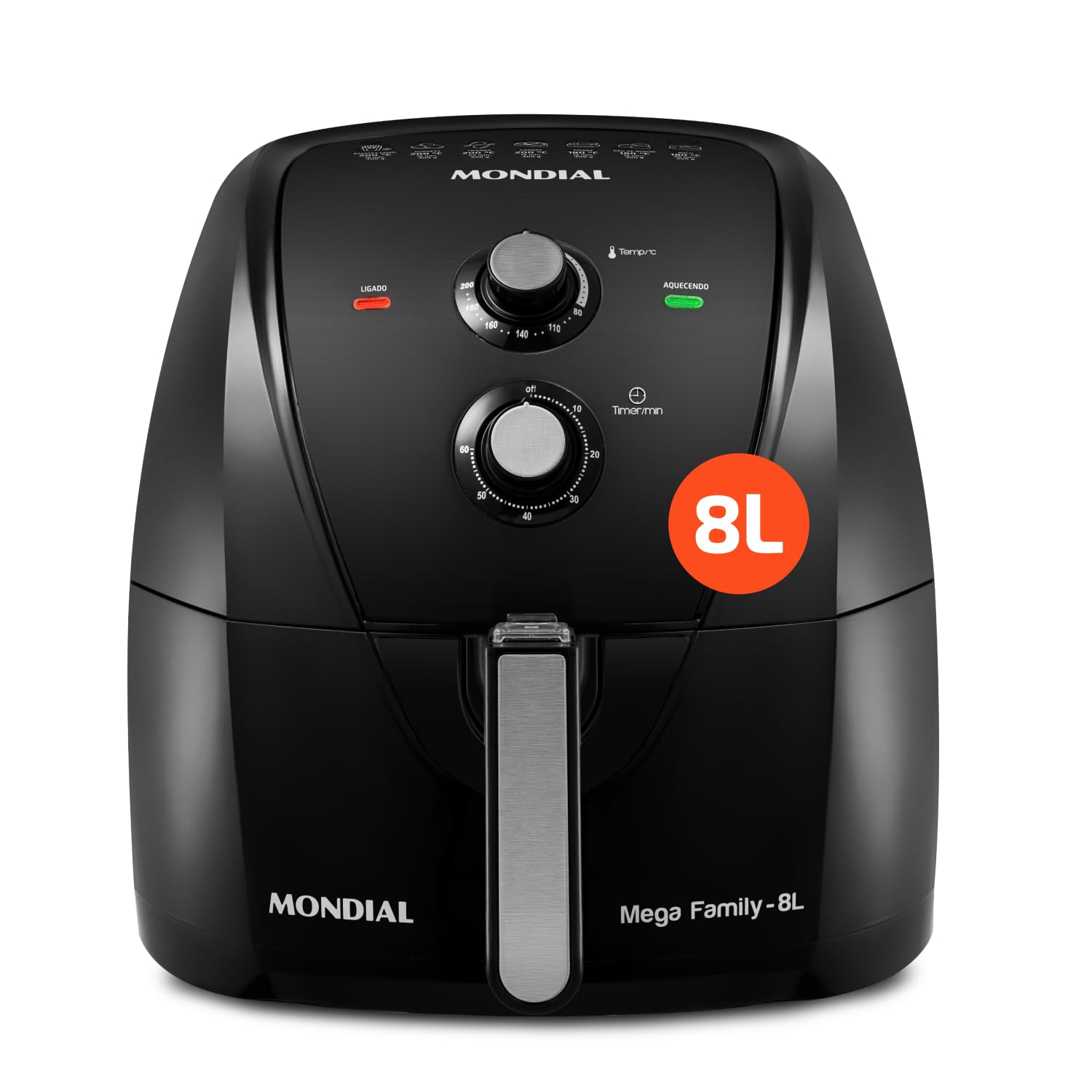 8L Air Fryer No Oil 1900W 220V by Mondial - Black AFN-80-FB - Perfect for Healthy Cooking, Crispy Snacks & Family Meals